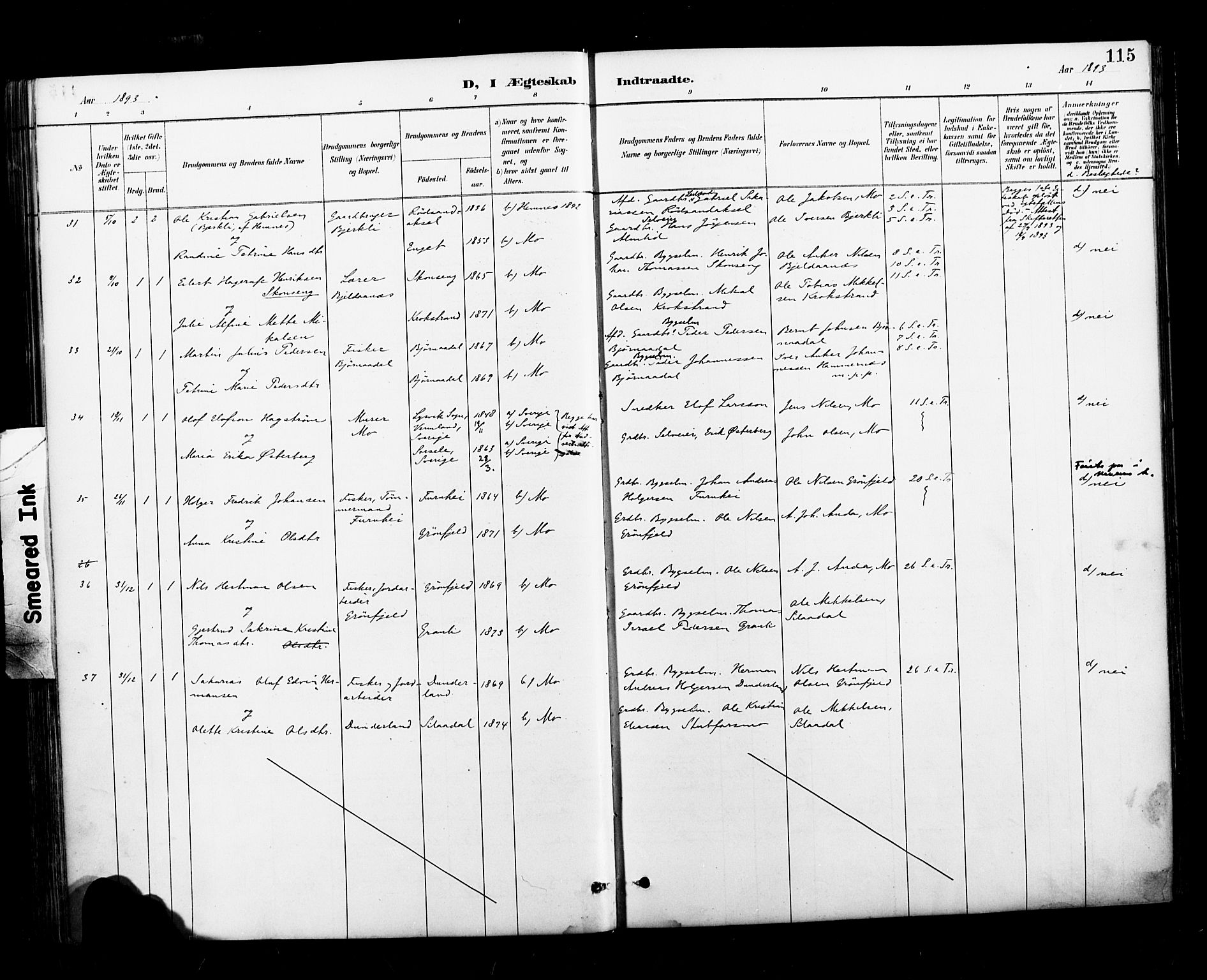 Ministerialprotokoller, klokkerbøker og fødselsregistre - Nordland, AV/SAT-A-1459/827/L0401: Parish register (official) no. 827A13, 1887-1905, p. 115