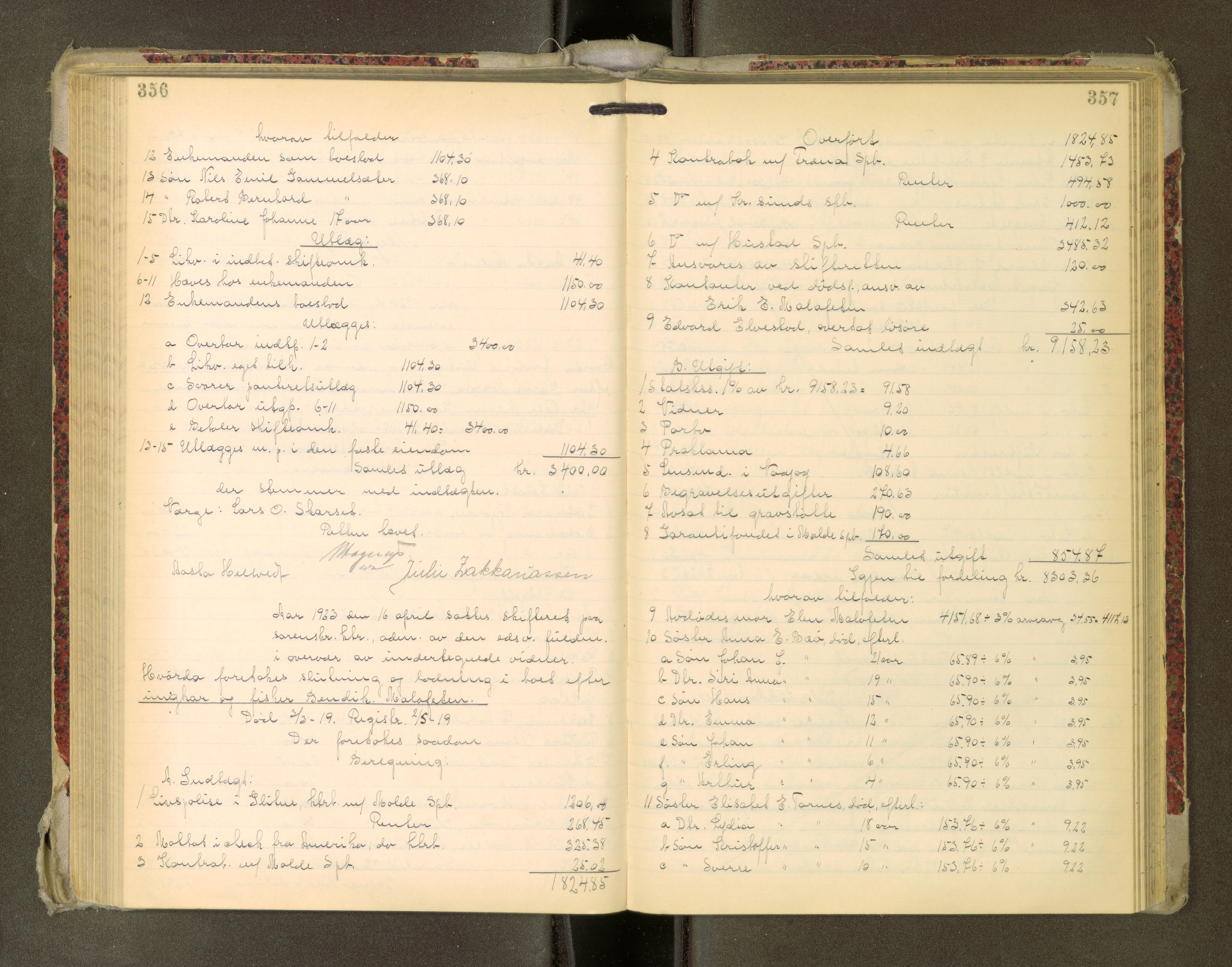 Romsdal sorenskriveri, AV/SAT-A-4149/1/3/3A/L0022: Skifteutlodnings Protokoll, 1920-1924, p. 356-357