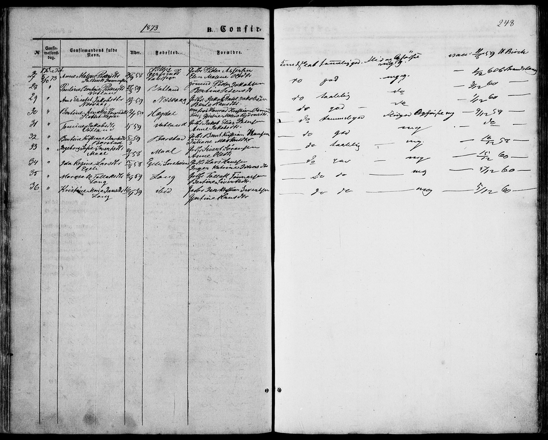 Sokndal sokneprestkontor, AV/SAST-A-101808: Parish register (official) no. A 9, 1857-1874, p. 248