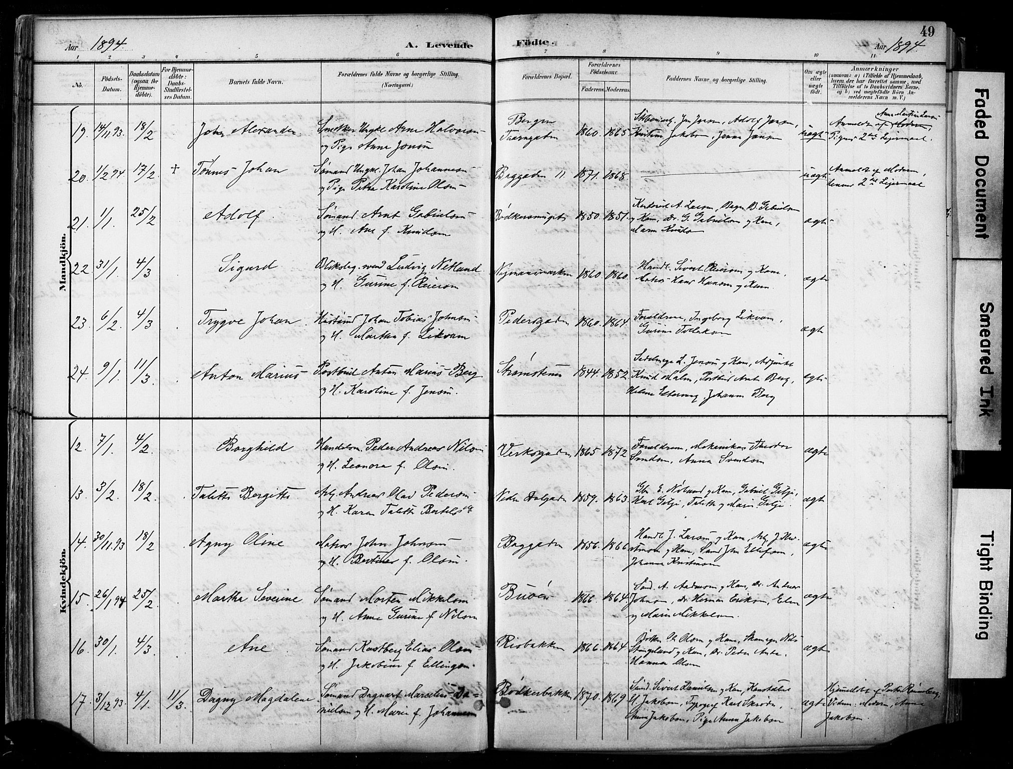 St. Johannes sokneprestkontor, AV/SAST-A-101814/001/30/30BA/L0004: Parish register (official) no. A 4, 1891-1899, p. 49