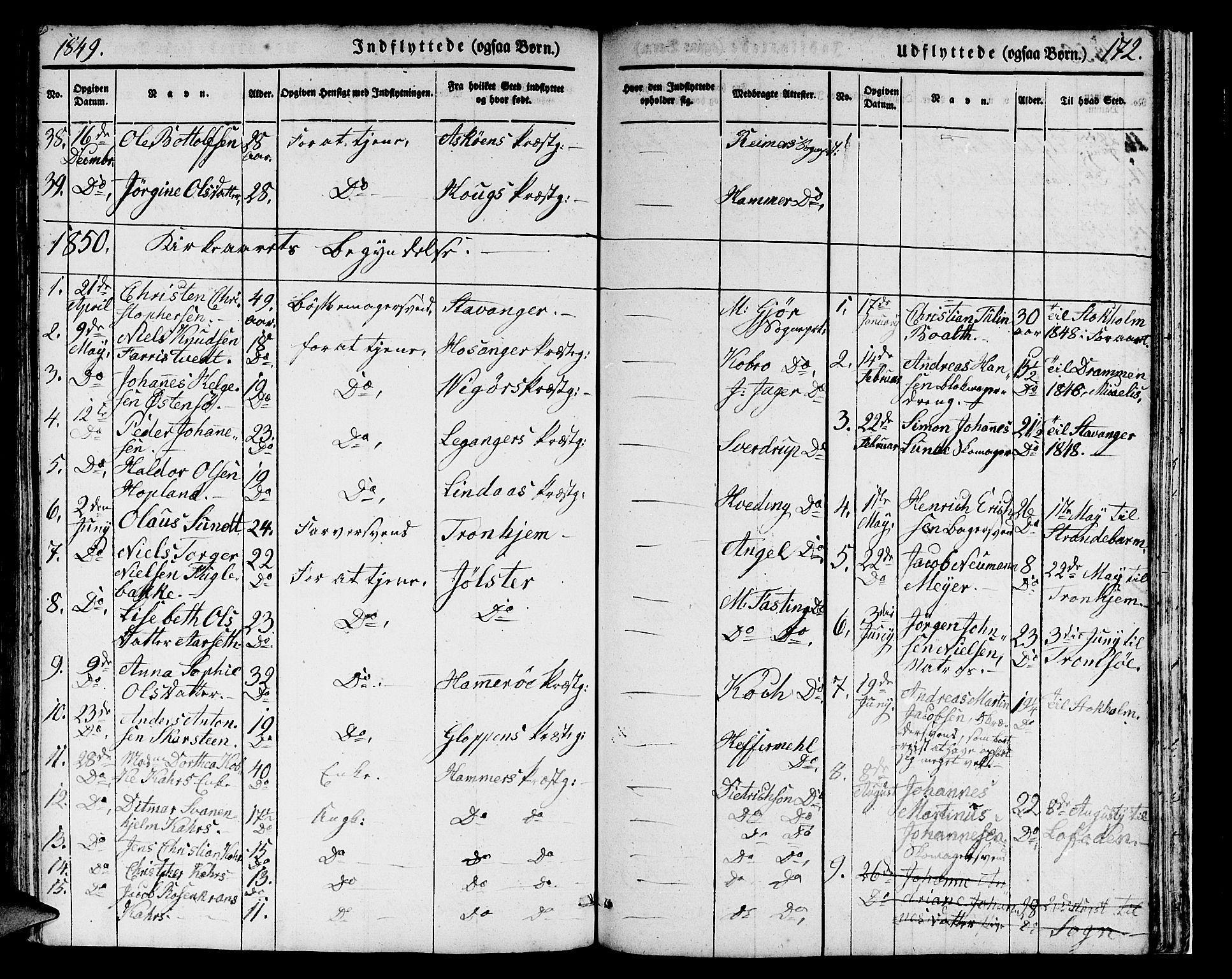 Domkirken sokneprestembete, SAB/A-74801/H/Hab/L0029: Parish register (copy) no. D 1, 1839-1857, p. 172