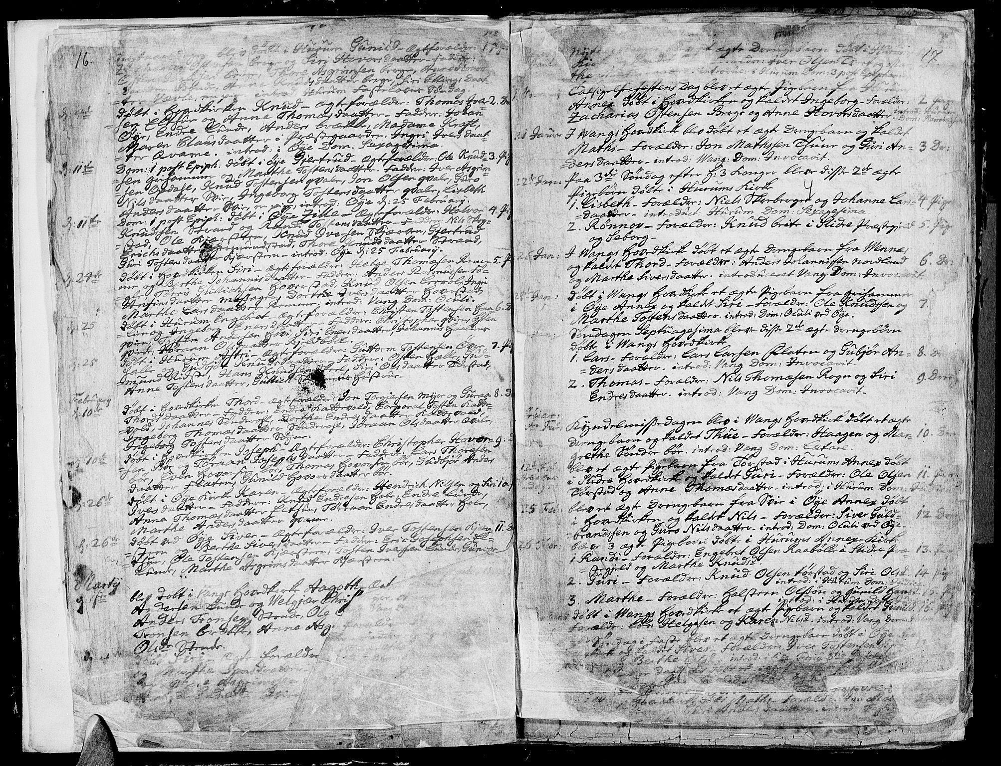 Vang prestekontor, Valdres, SAH/PREST-140/H/Ha/L0001: Parish register (official) no. 1, 1730-1796, p. 16-17