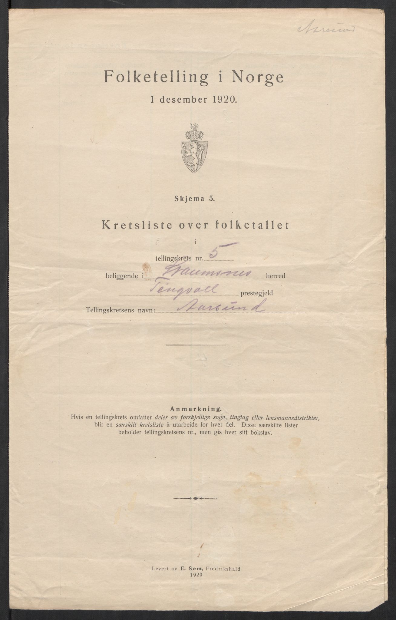 SAT, 1920 census for Straumsnes, 1920, p. 22