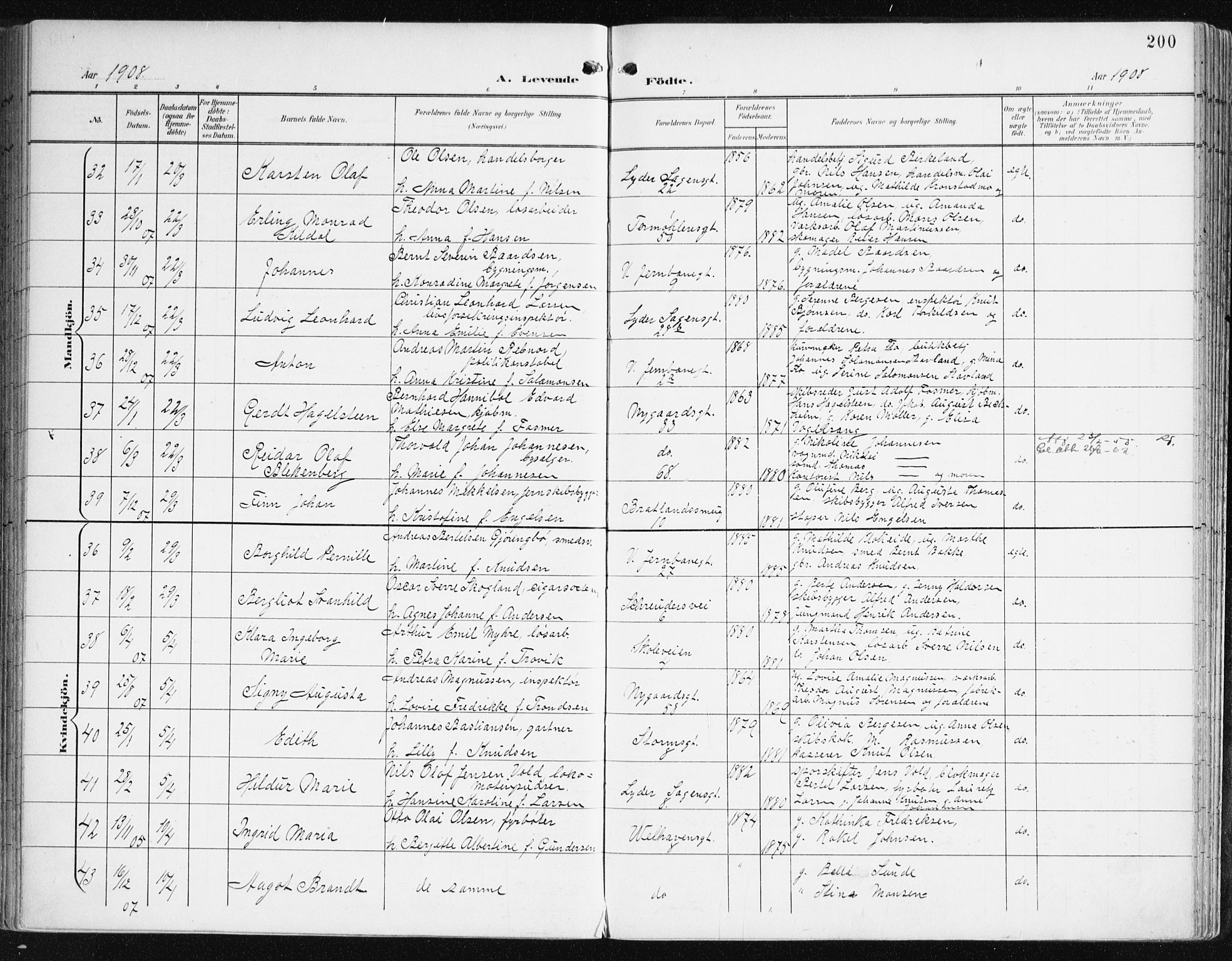 Johanneskirken sokneprestembete, AV/SAB-A-76001/H/Haa/L0002: Parish register (official) no. A 2, 1900-1912, p. 200