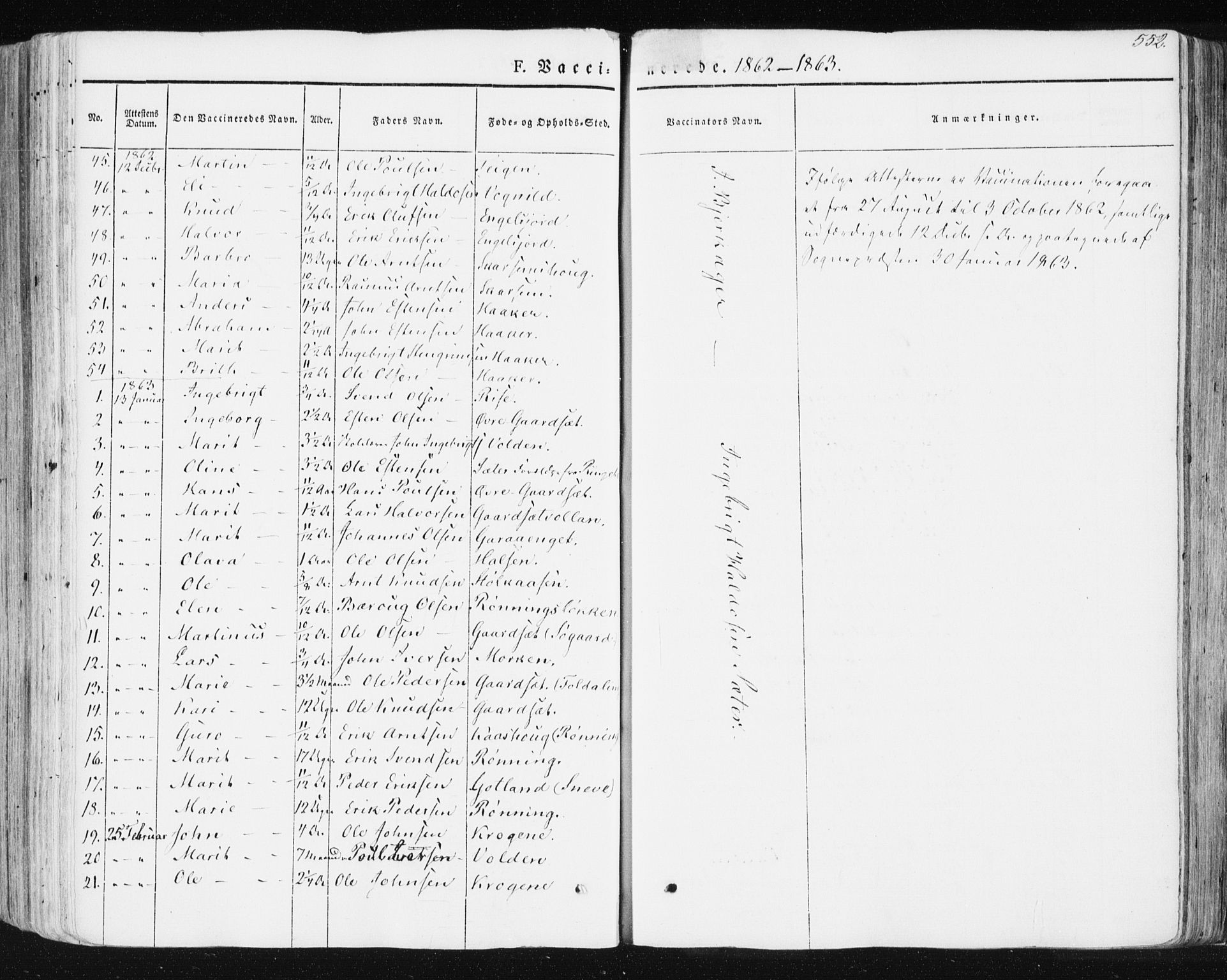 Ministerialprotokoller, klokkerbøker og fødselsregistre - Sør-Trøndelag, SAT/A-1456/678/L0899: Parish register (official) no. 678A08, 1848-1872, p. 552