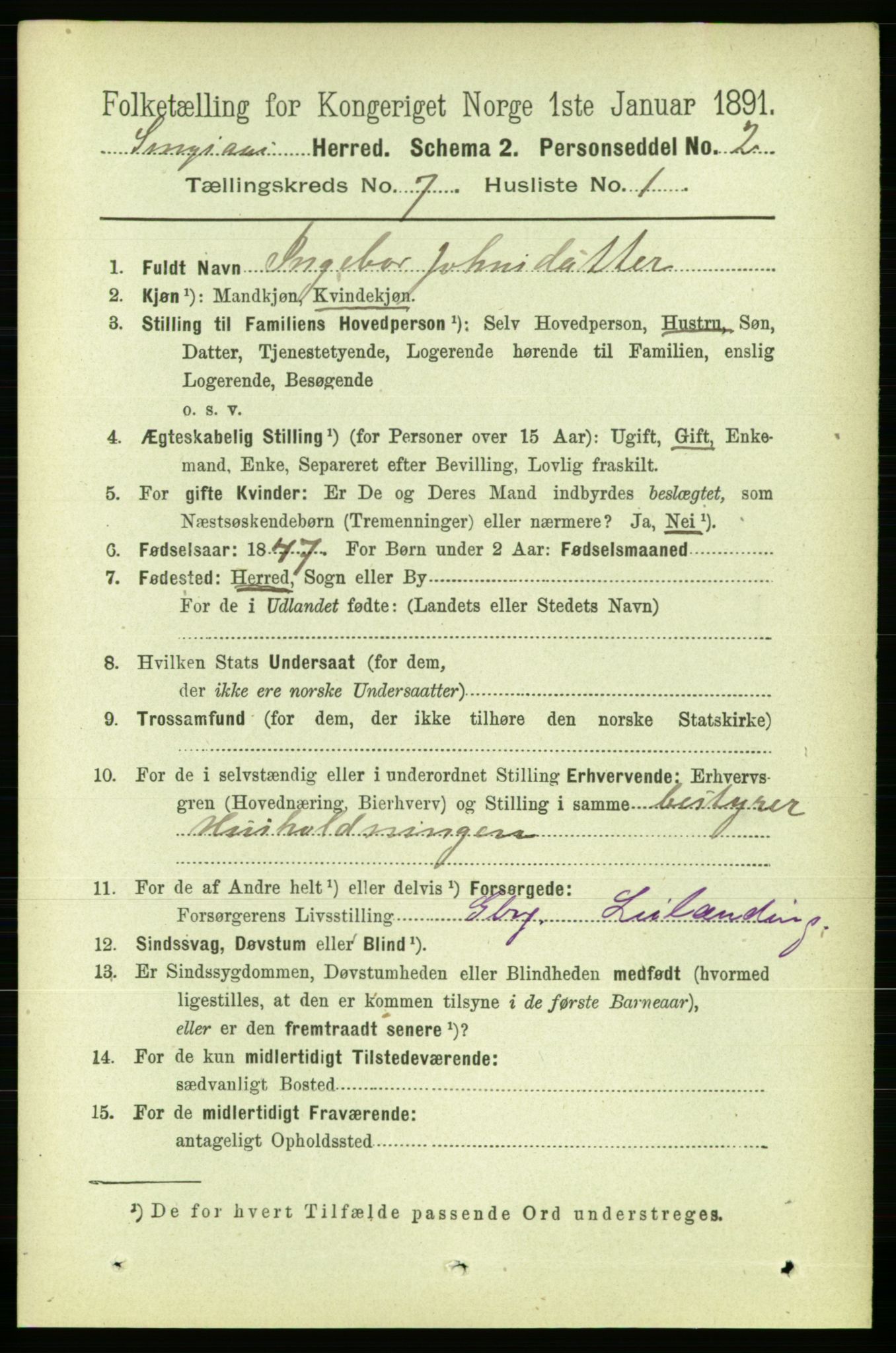 RA, 1891 census for 1646 Singsås, 1891, p. 1578