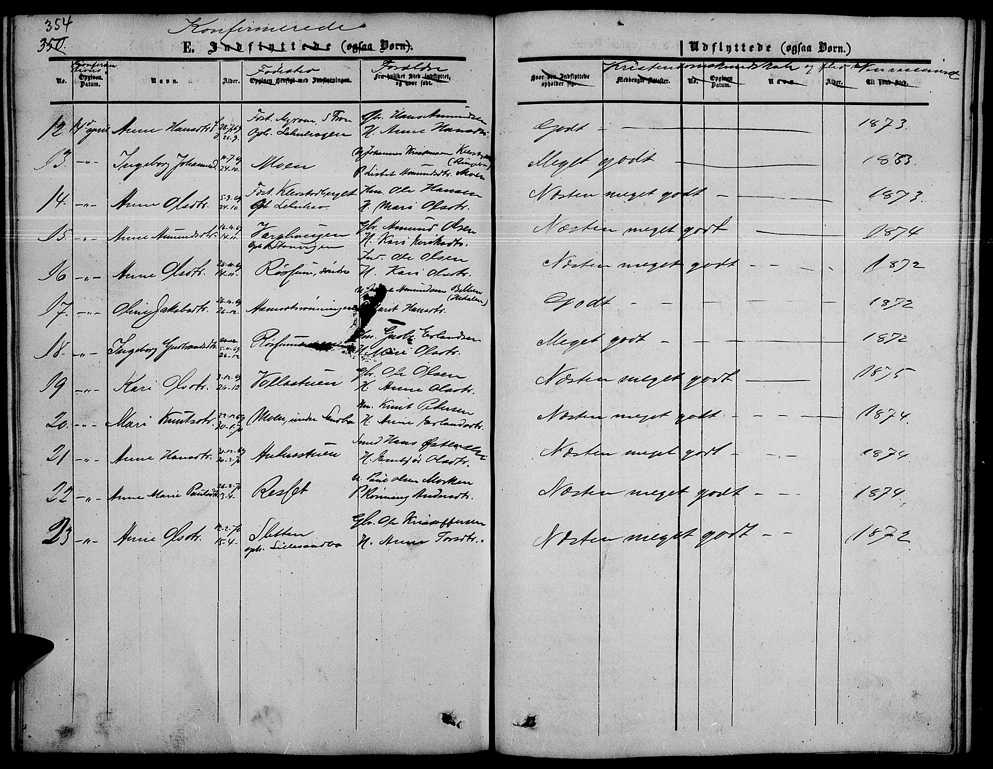 Nord-Fron prestekontor, SAH/PREST-080/H/Ha/Hab/L0003: Parish register (copy) no. 3, 1851-1886, p. 354