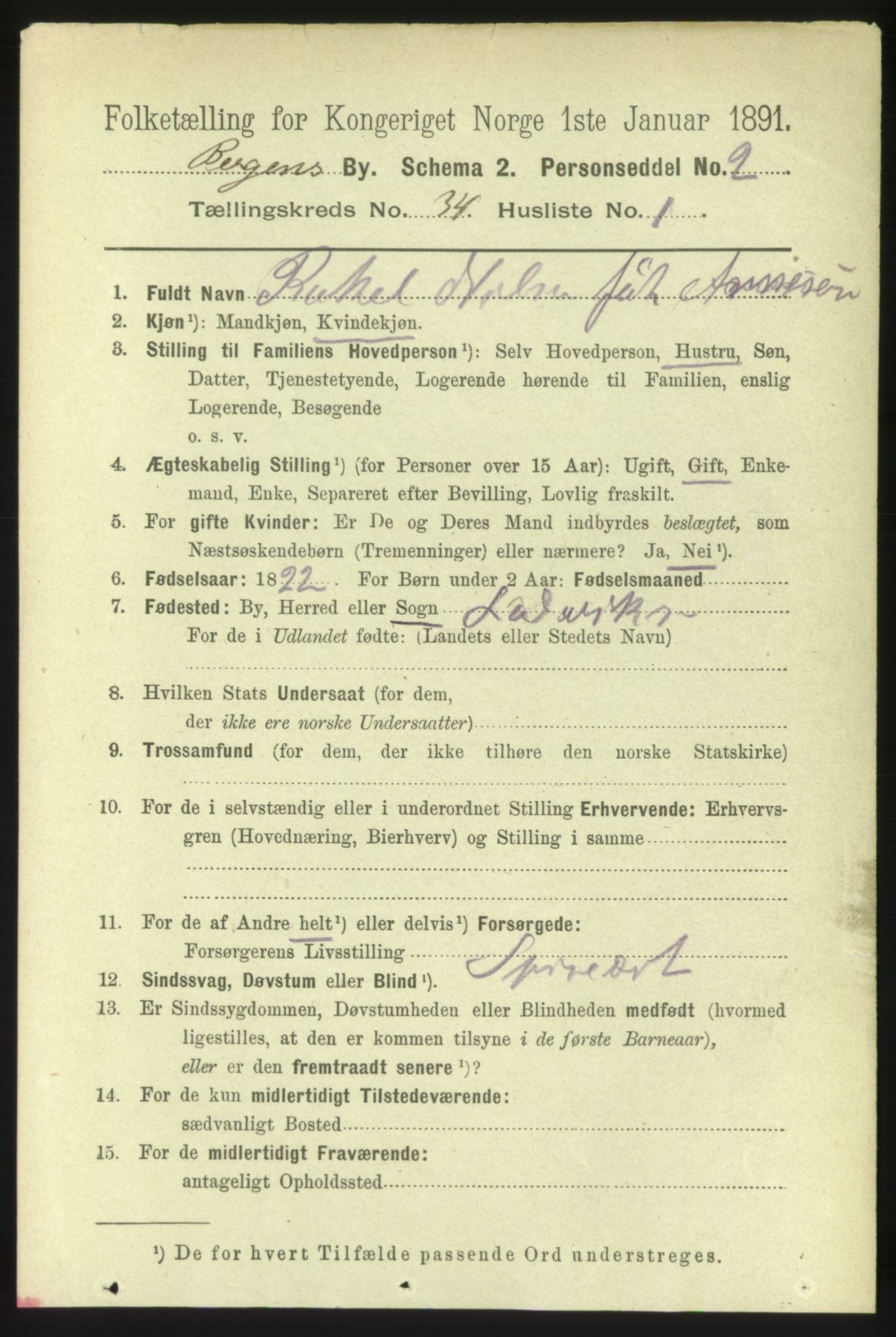 RA, 1891 Census for 1301 Bergen, 1891, p. 42088