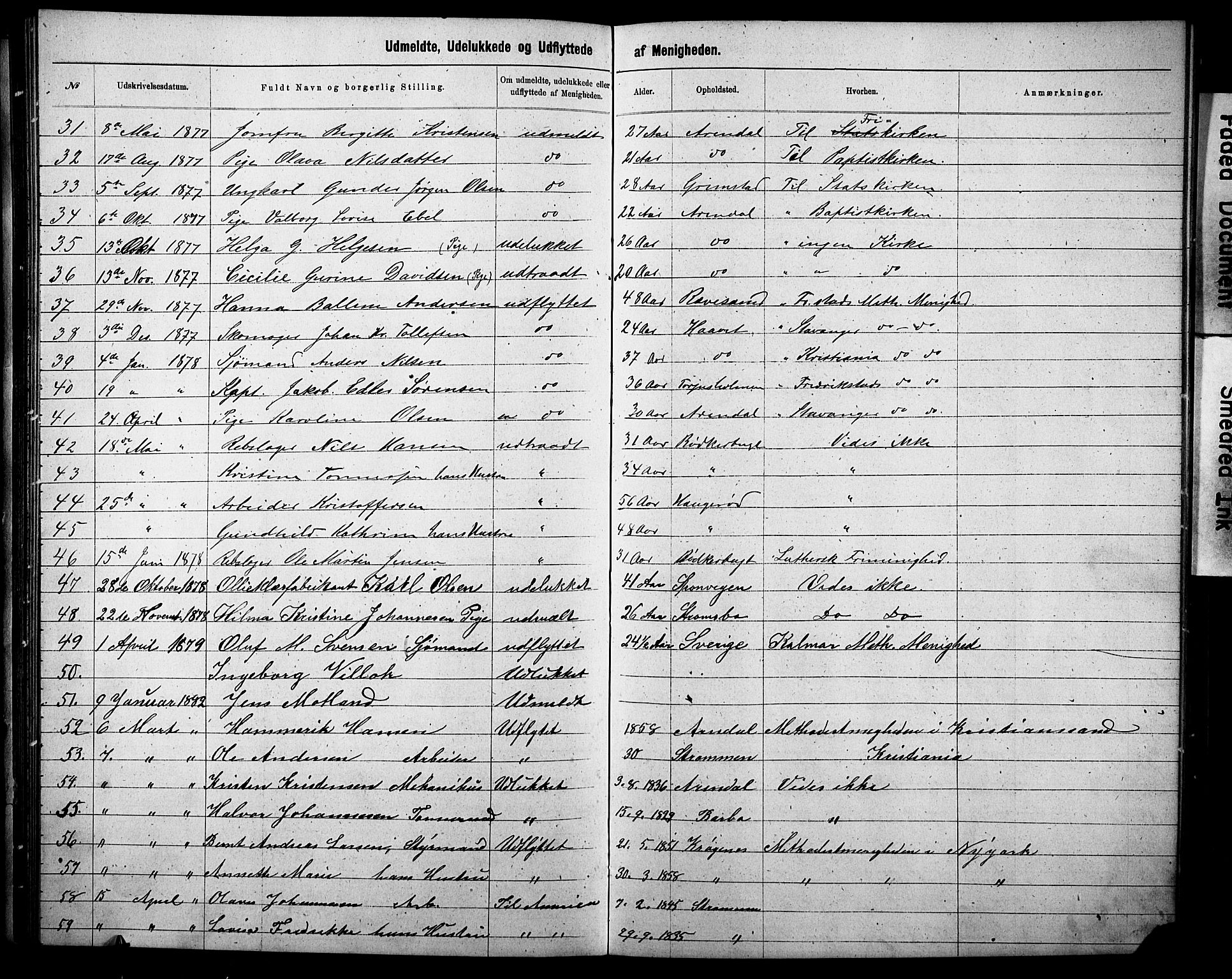 Metodistmenigheten, Arendal, AV/SAK-1292-0011/F/Fa/L0002: Dissenter register no. F-3, 1867-1884