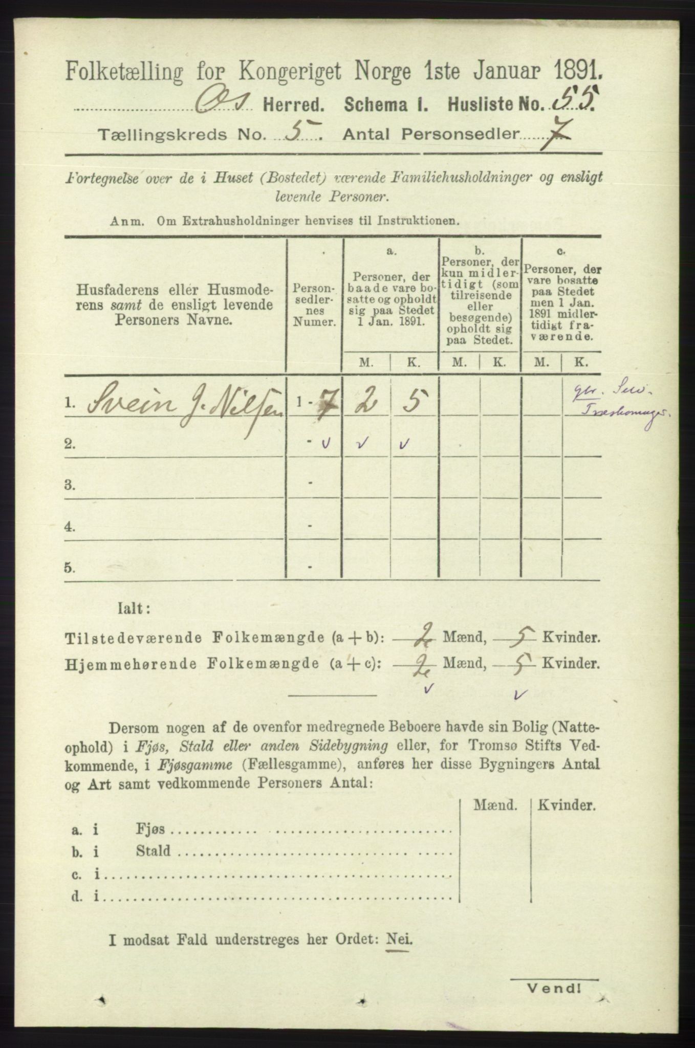 RA, 1891 census for 1243 Os, 1891, p. 1223