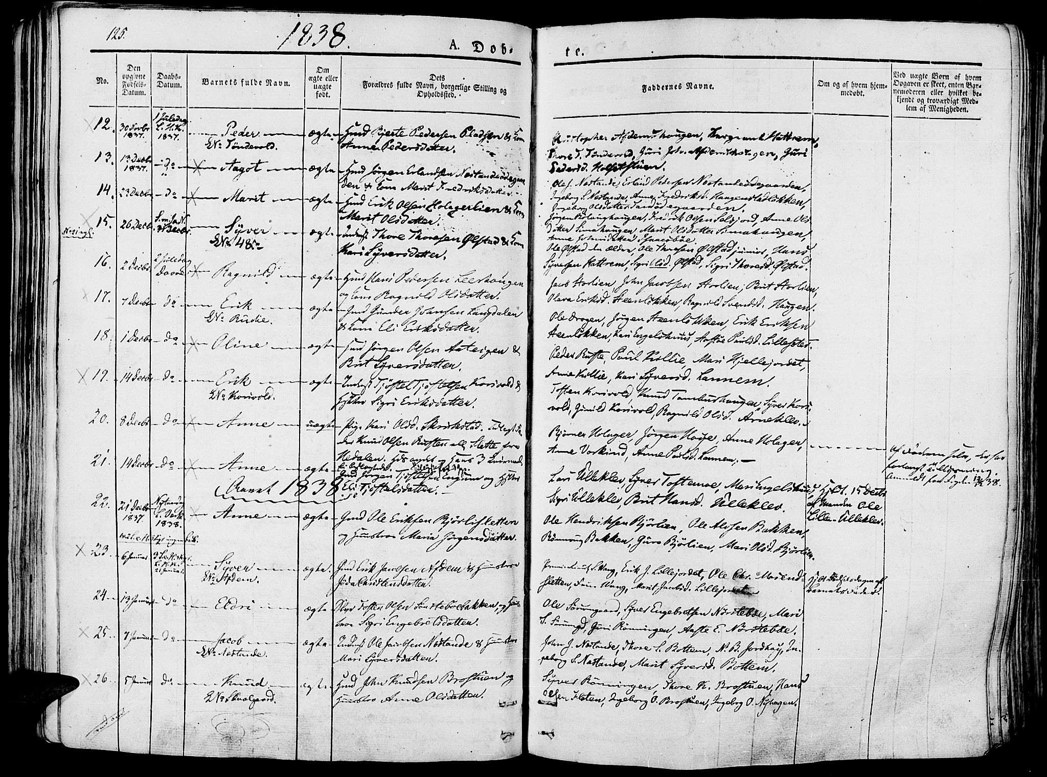 Lesja prestekontor, SAH/PREST-068/H/Ha/Haa/L0005: Parish register (official) no. 5, 1830-1842, p. 125