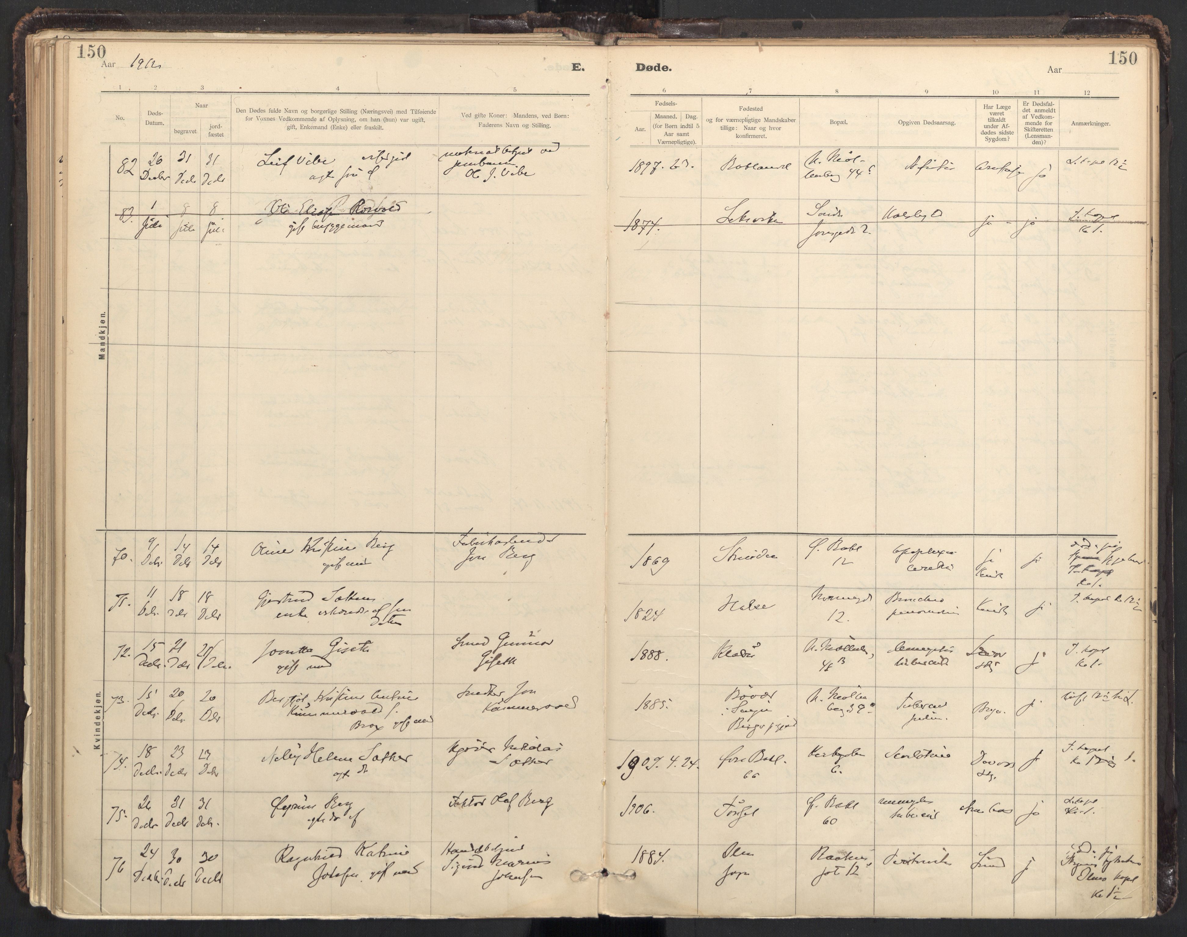 Ministerialprotokoller, klokkerbøker og fødselsregistre - Sør-Trøndelag, SAT/A-1456/604/L0204: Parish register (official) no. 604A24, 1911-1920, p. 150