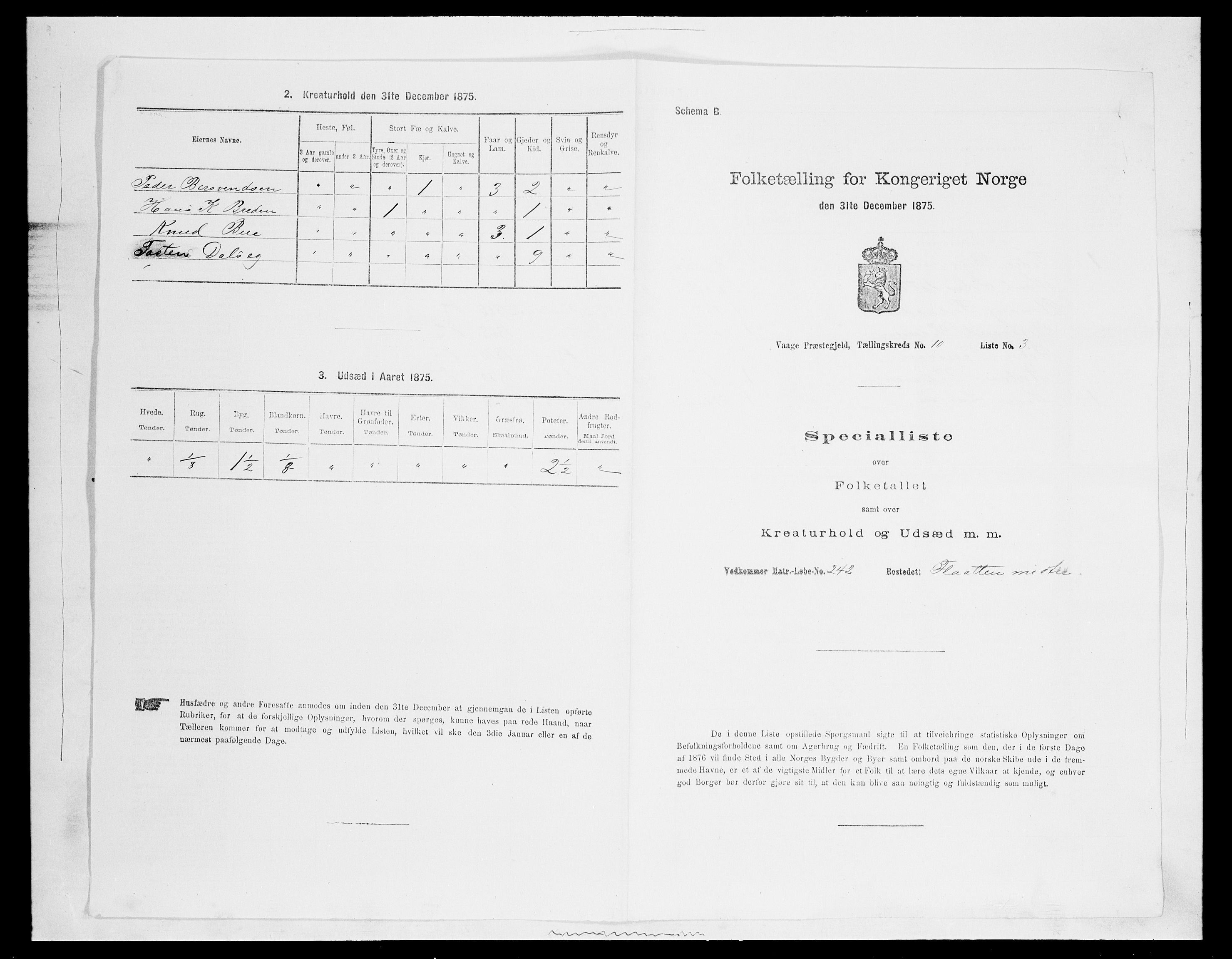 SAH, 1875 census for 0515P Vågå, 1875, p. 1714