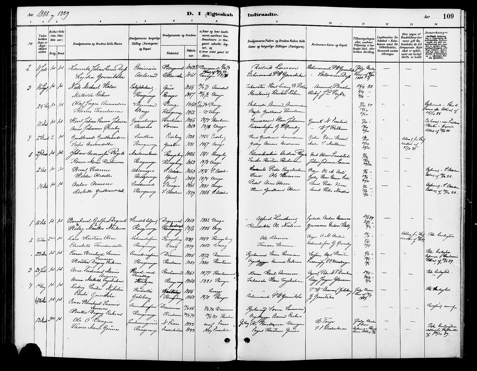 Vinger prestekontor, AV/SAH-PREST-024/H/Ha/Haa/L0013: Parish register (official) no. 13, 1881-1897, p. 109