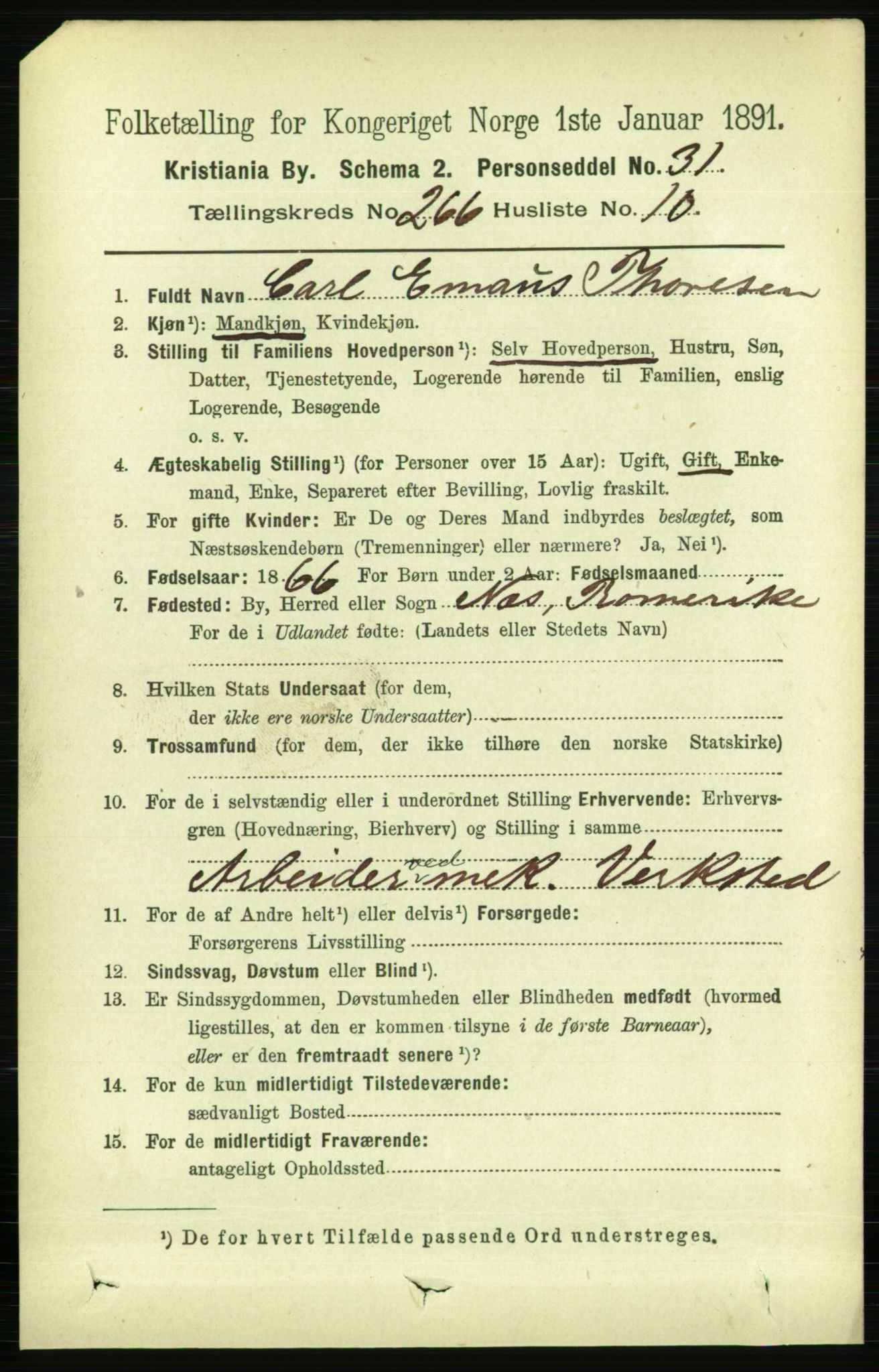 RA, 1891 census for 0301 Kristiania, 1891, p. 161456