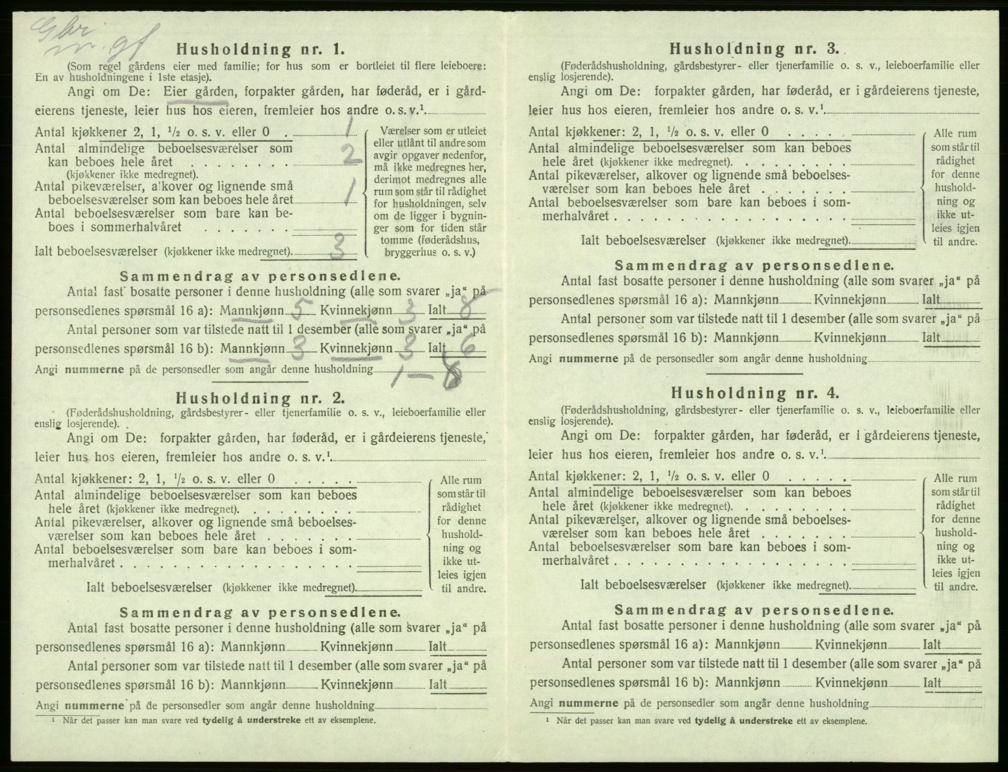 SAB, 1920 census for Tysnes, 1920, p. 1209