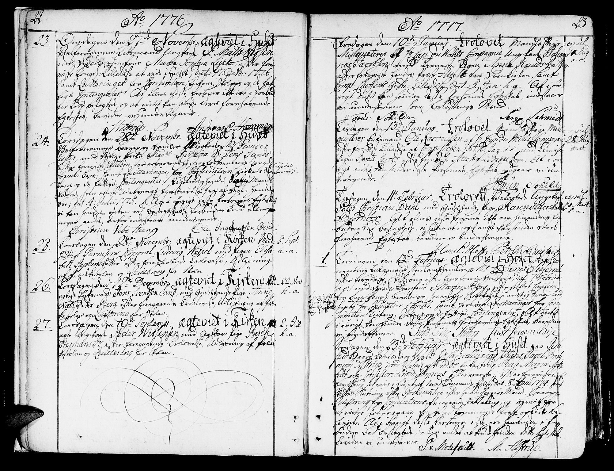 Ministerialprotokoller, klokkerbøker og fødselsregistre - Sør-Trøndelag, SAT/A-1456/602/L0105: Parish register (official) no. 602A03, 1774-1814, p. 22-23