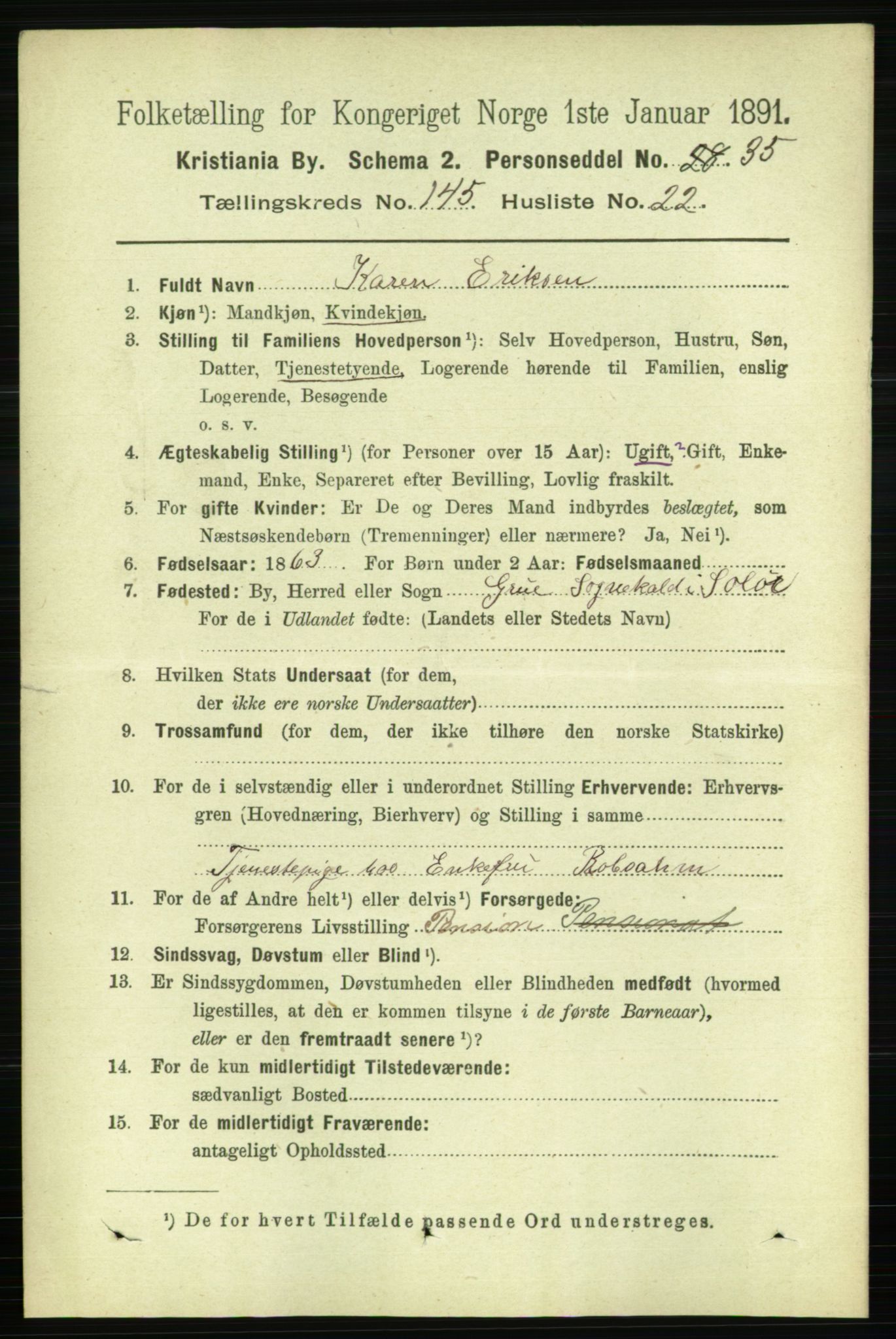 RA, 1891 census for 0301 Kristiania, 1891, p. 80041