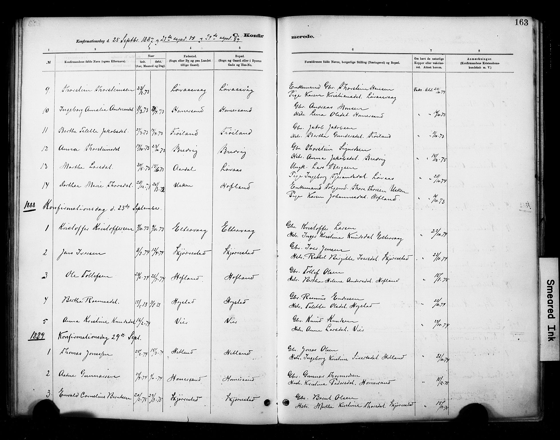 Hetland sokneprestkontor, AV/SAST-A-101826/30/30BA/L0010: Parish register (official) no. A 10, 1882-1925, p. 163