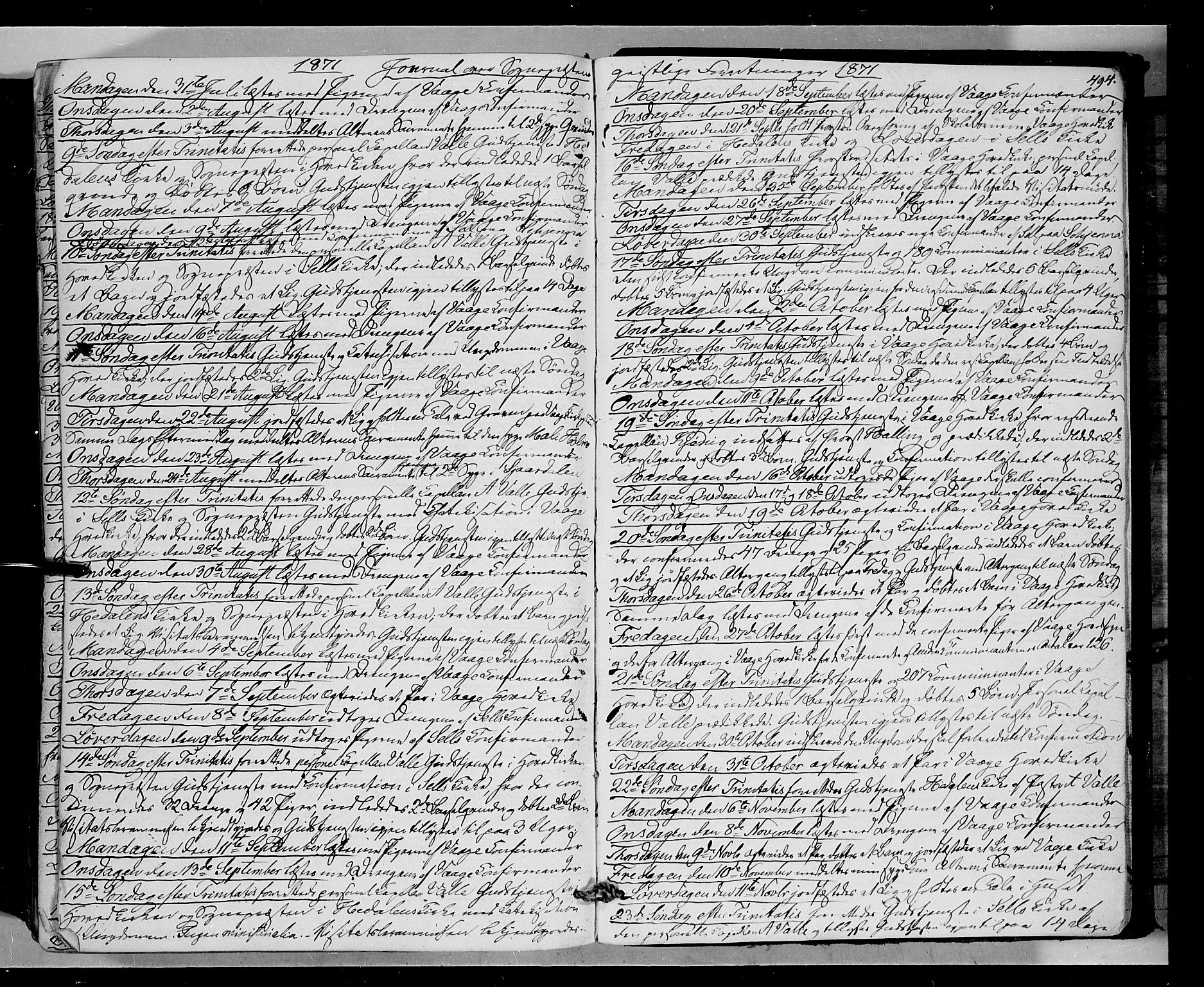 Vågå prestekontor, SAH/PREST-076/H/Ha/Haa/L0006: Parish register (official) no. 6 /1, 1856-1872, p. 494