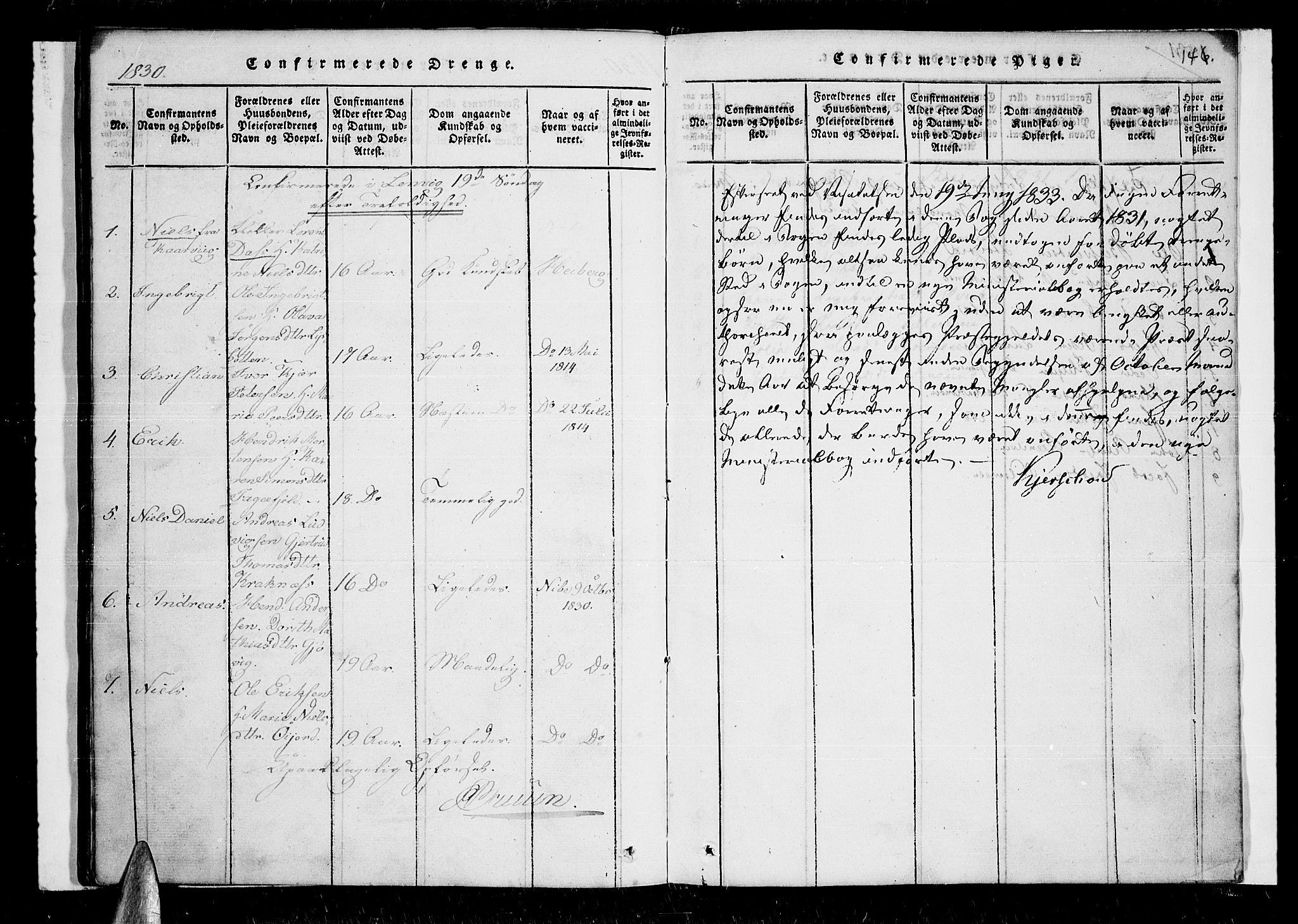 Lenvik sokneprestembete, SATØ/S-1310/H/Ha/Haa/L0003kirke: Parish register (official) no. 3, 1820-1831, p. 146