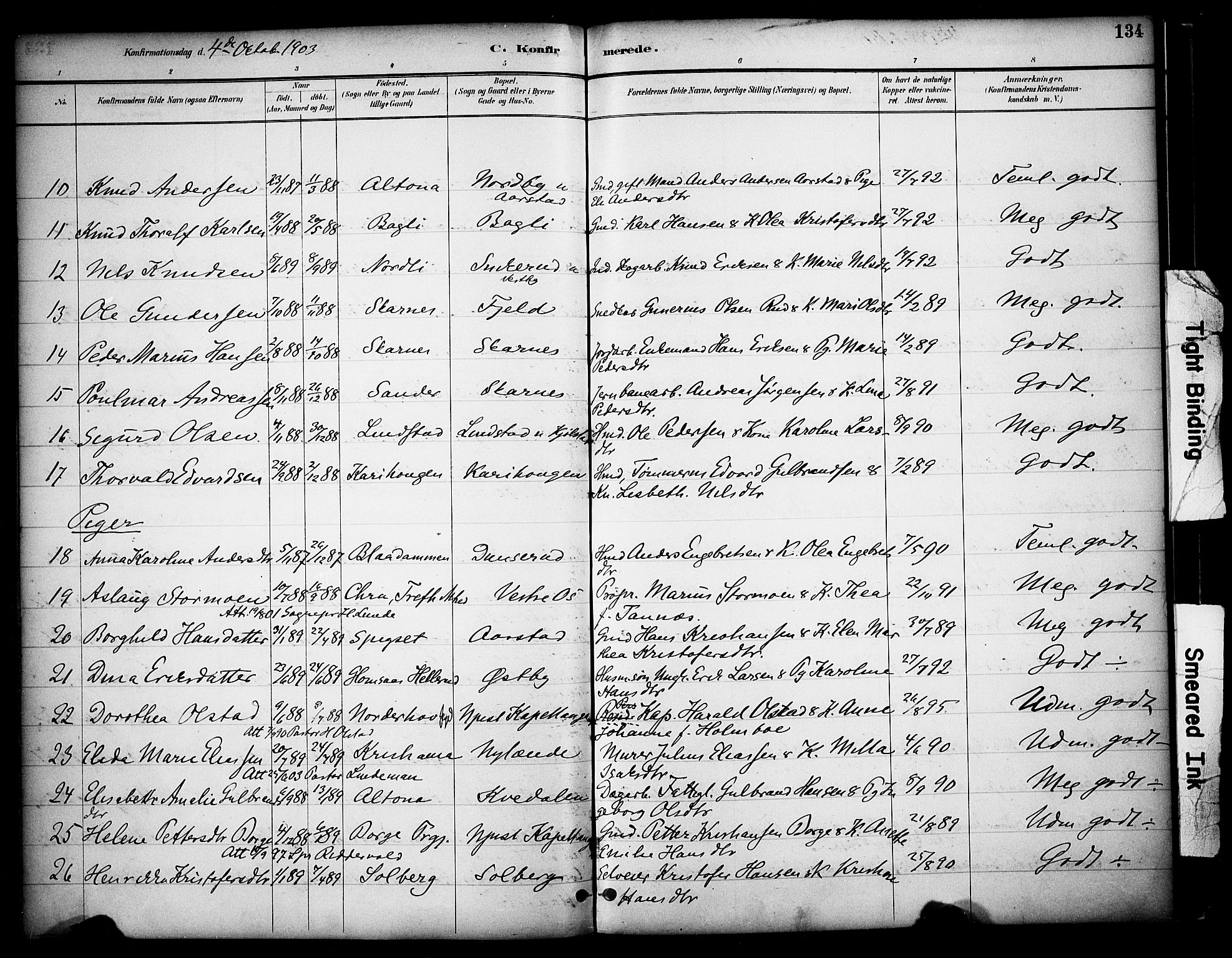 Sør-Odal prestekontor, AV/SAH-PREST-030/H/Ha/Haa/L0009: Parish register (official) no. 9, 1886-1926, p. 134