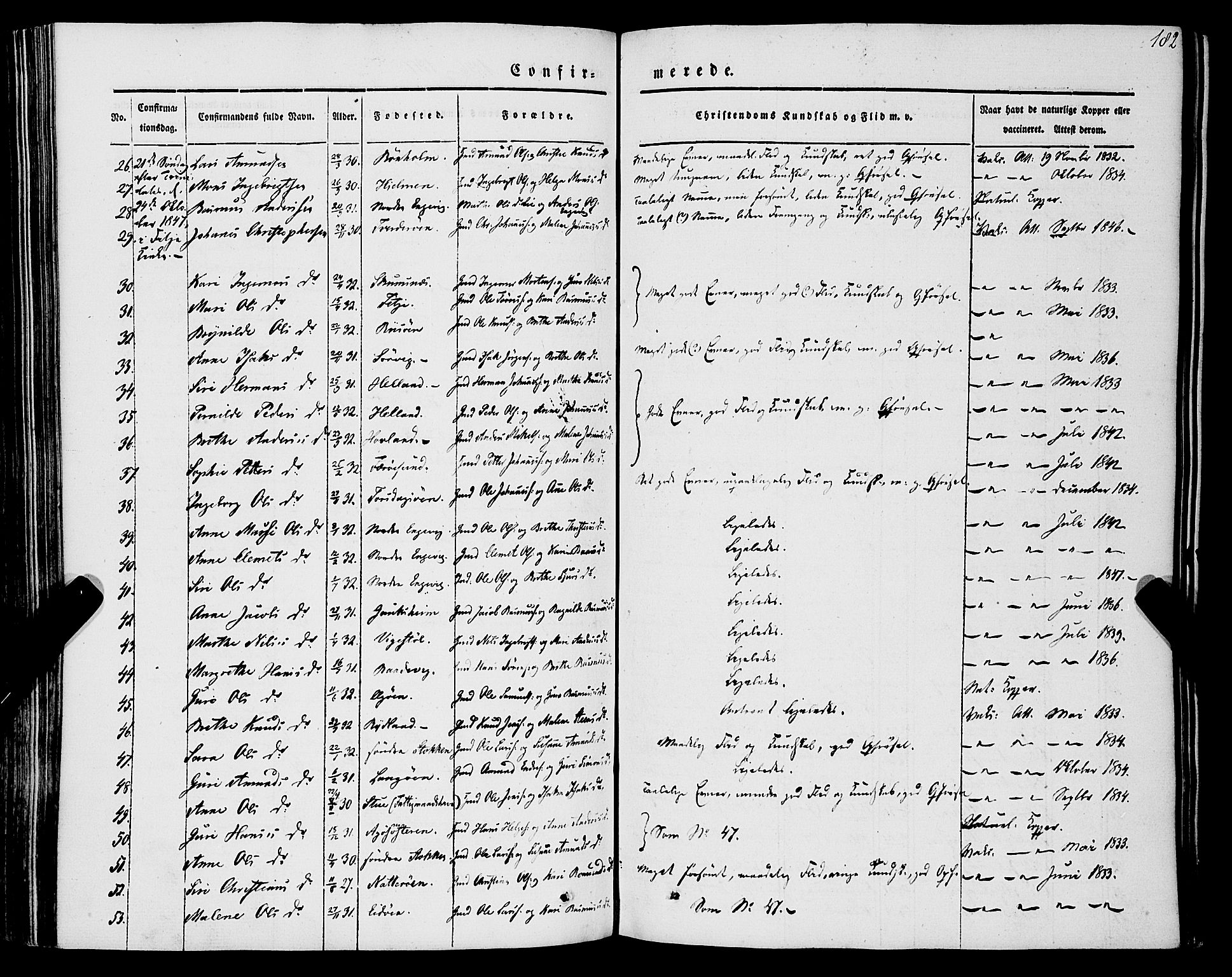 Stord sokneprestembete, AV/SAB-A-78201/H/Haa: Parish register (official) no. A 7, 1841-1861, p. 182