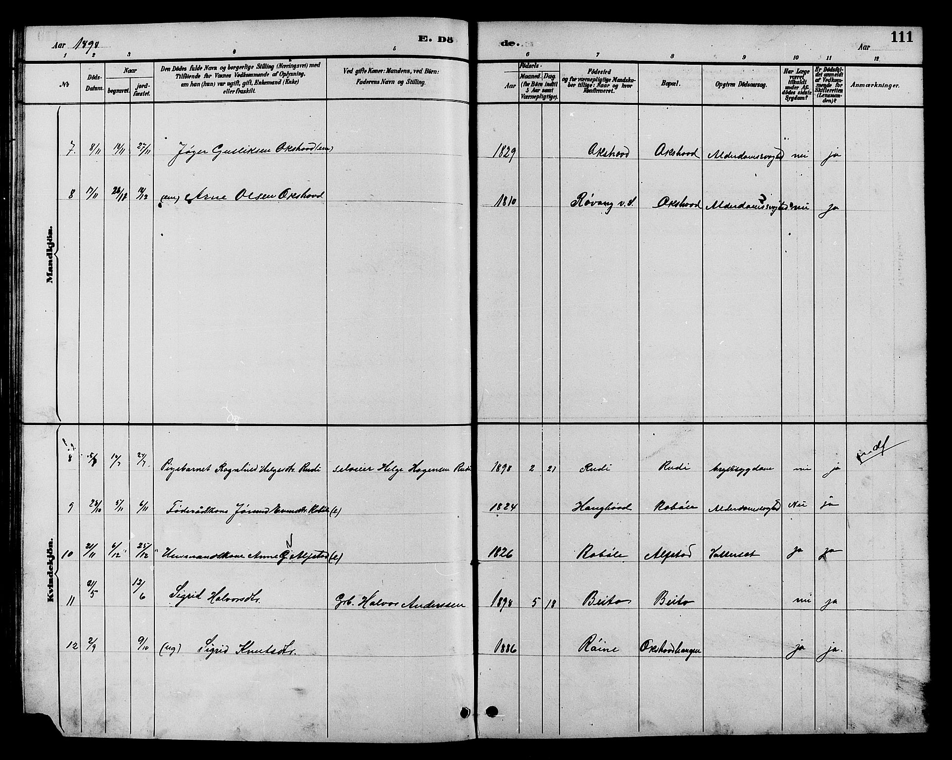 Øystre Slidre prestekontor, SAH/PREST-138/H/Ha/Hab/L0004: Parish register (copy) no. 4, 1887-1907, p. 111