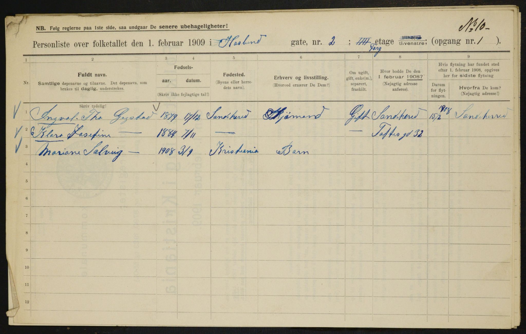 OBA, Municipal Census 1909 for Kristiania, 1909, p. 24224