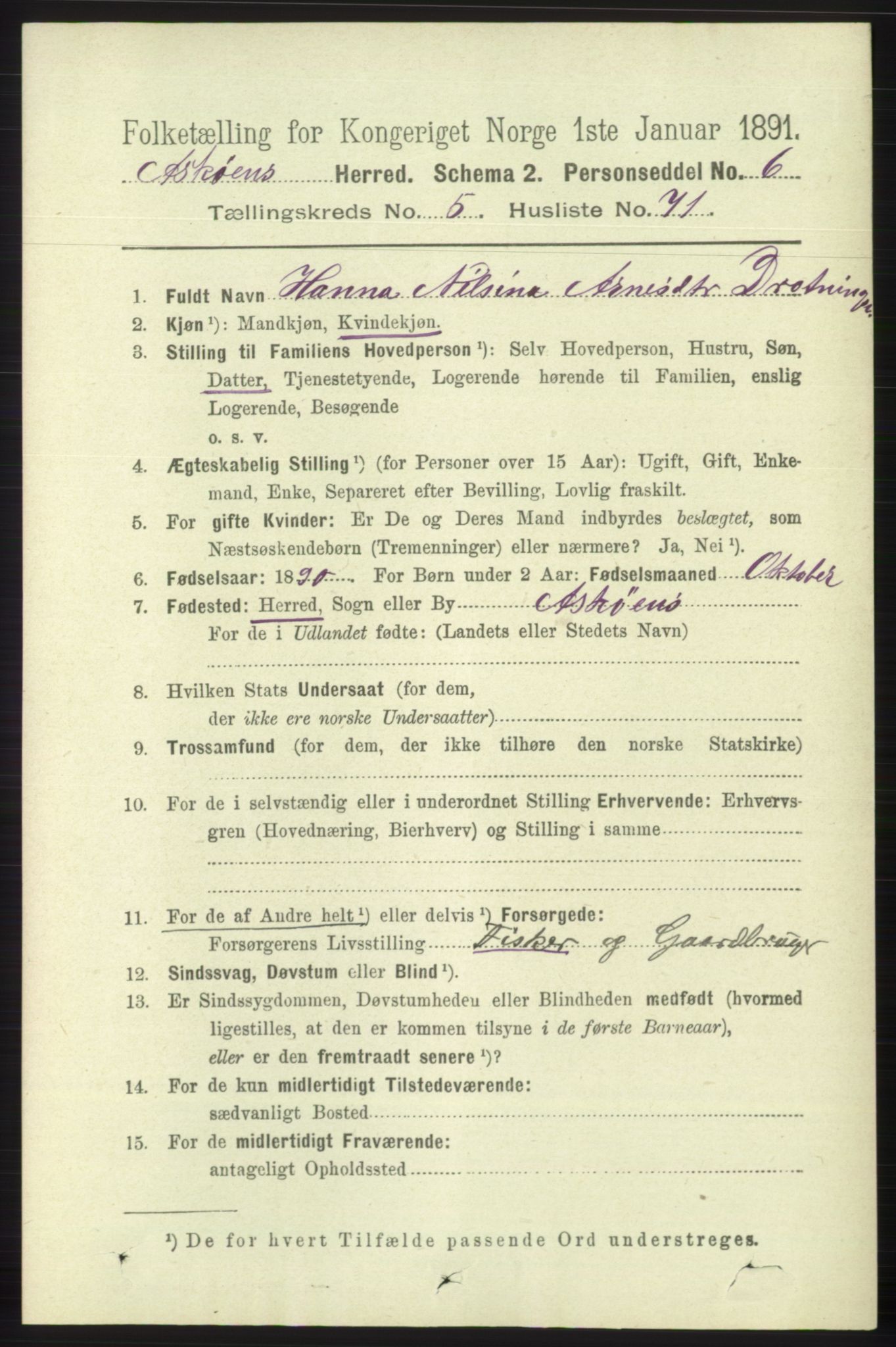 RA, 1891 census for 1247 Askøy, 1891, p. 3916