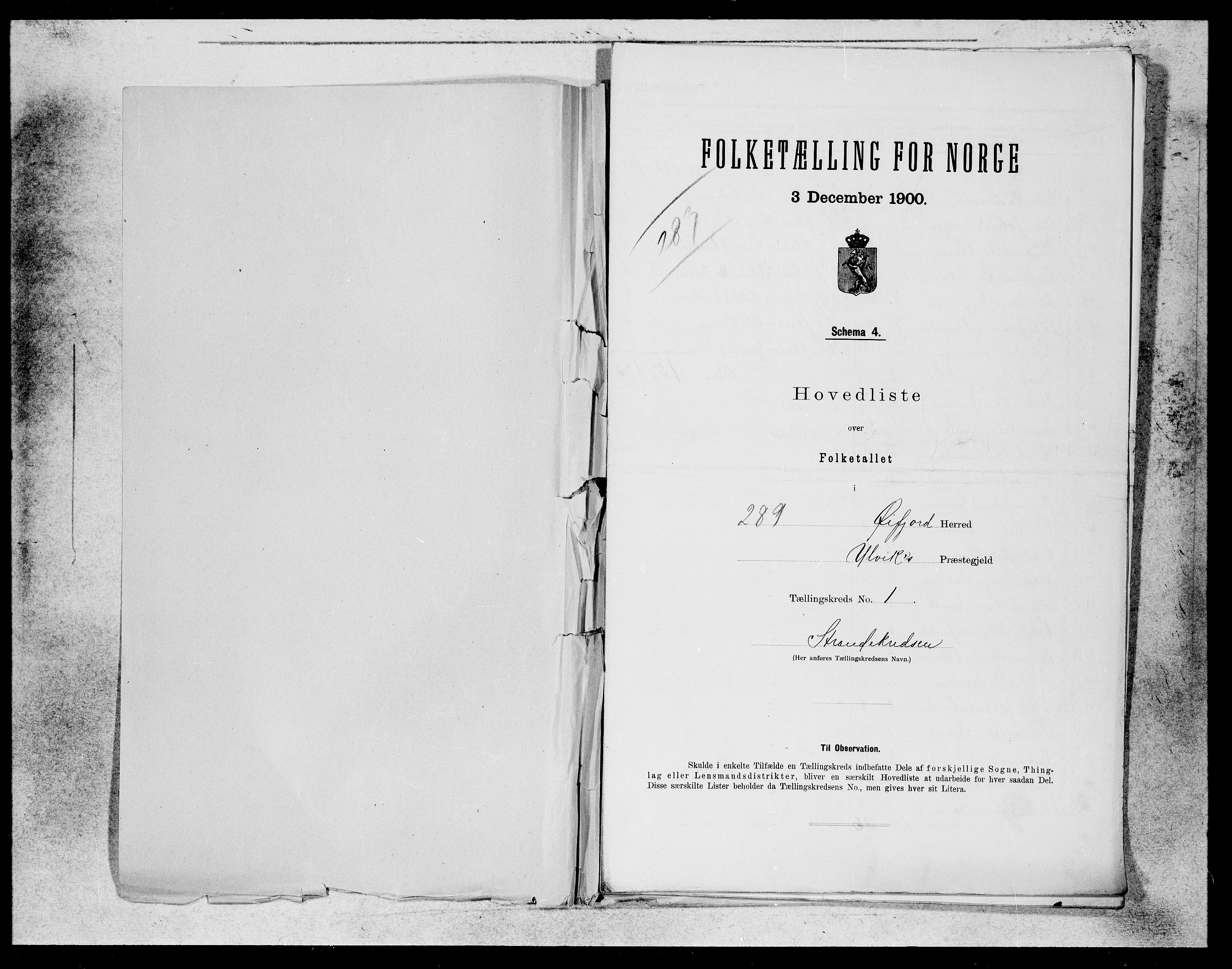 SAB, 1900 census for Eidfjord, 1900, p. 1