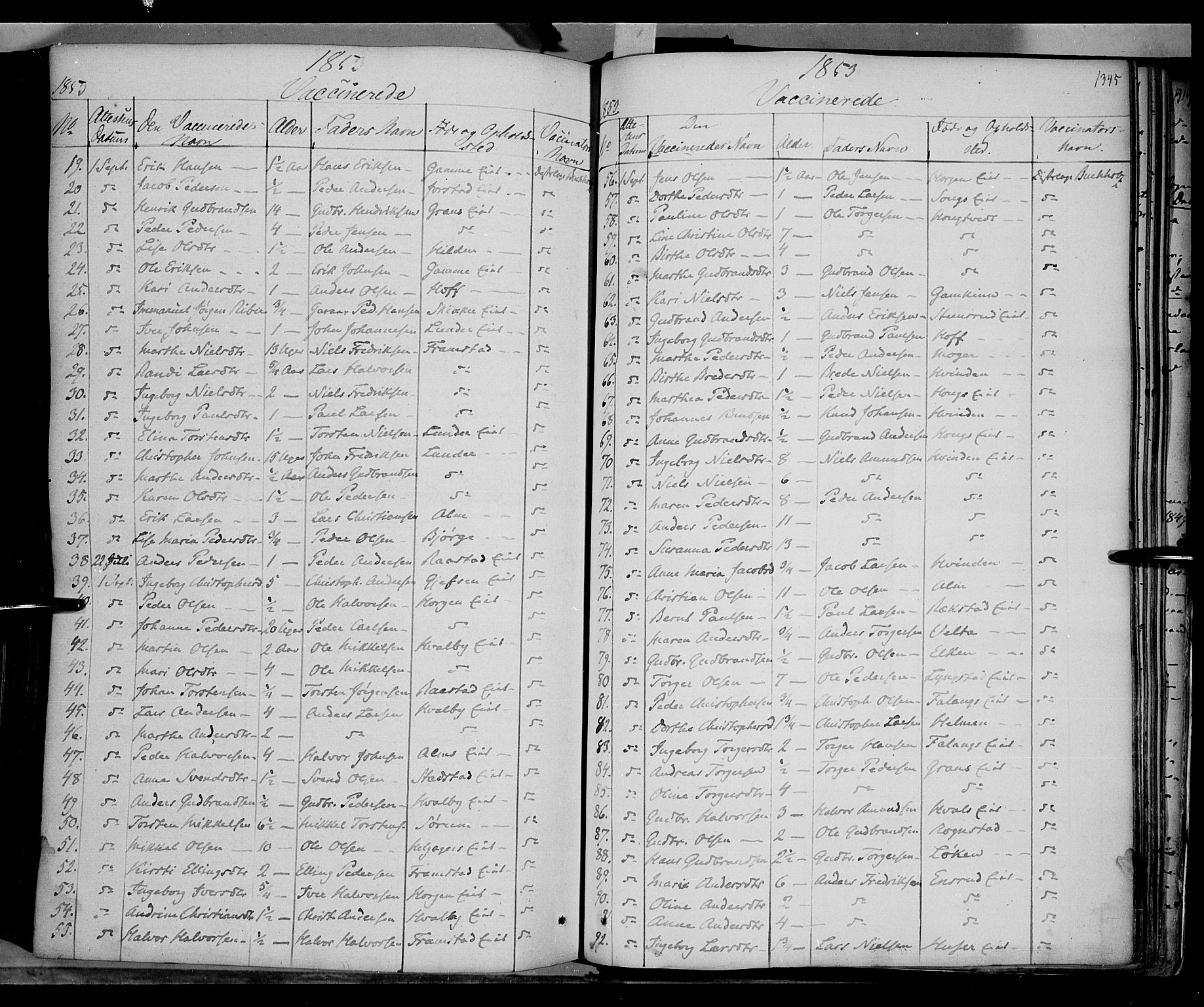 Gran prestekontor, SAH/PREST-112/H/Ha/Haa/L0011: Parish register (official) no. 11, 1842-1856, p. 1344-1345