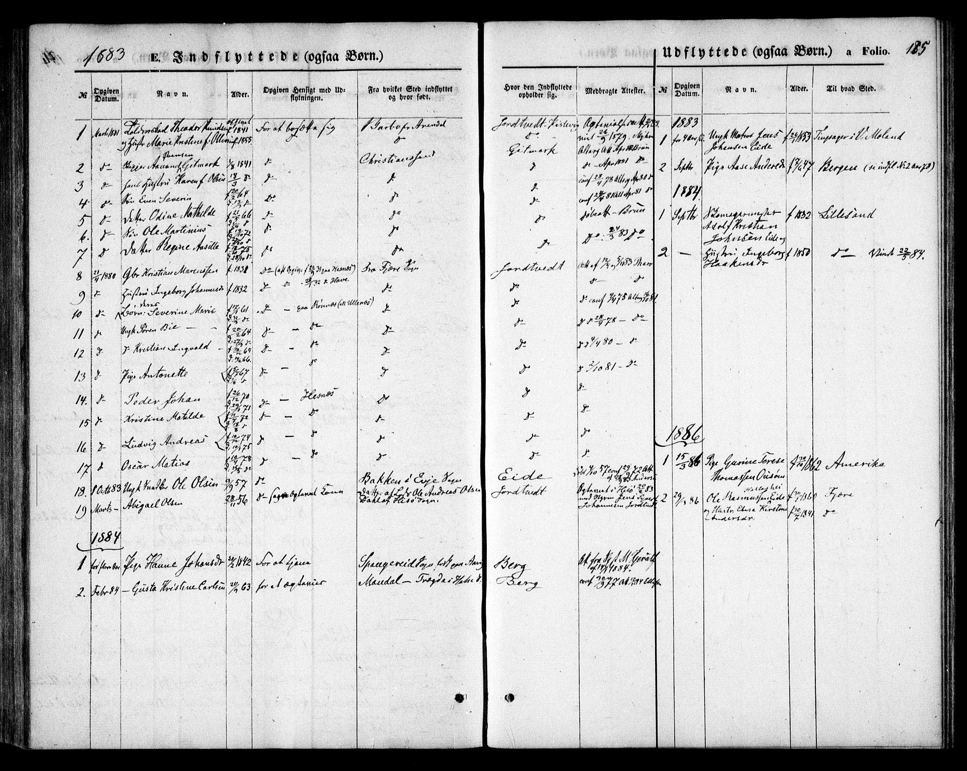 Hommedal sokneprestkontor, AV/SAK-1111-0023/F/Fa/Faa/L0002: Parish register (official) no. A 2, 1861-1884, p. 185