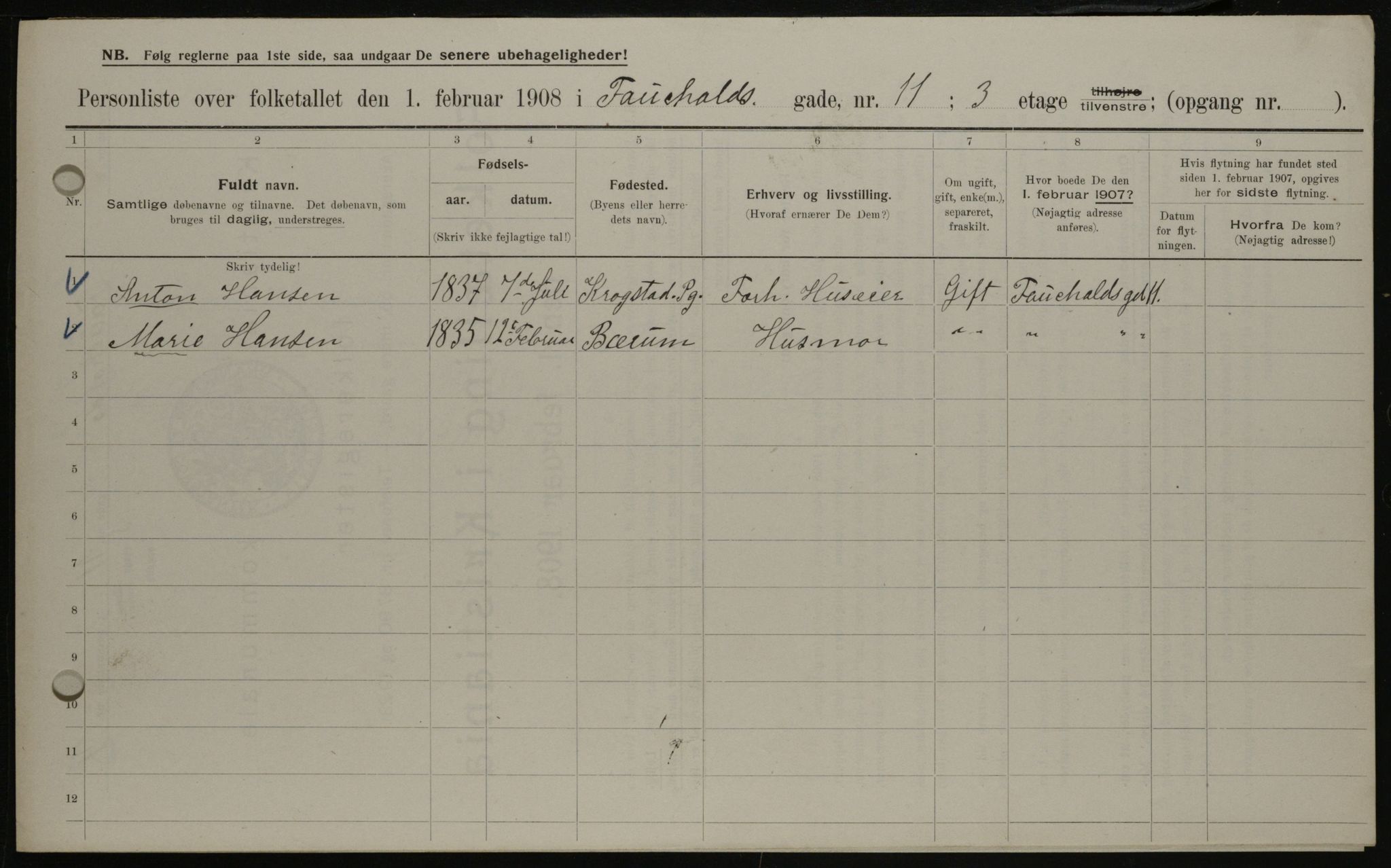 OBA, Municipal Census 1908 for Kristiania, 1908, p. 21776