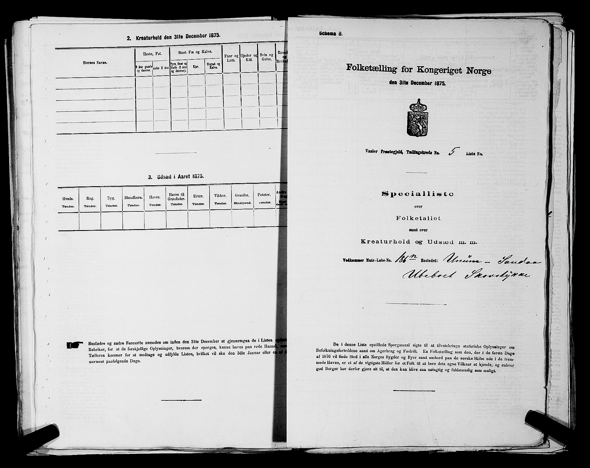 RA, 1875 census for 0137P Våler, 1875, p. 721