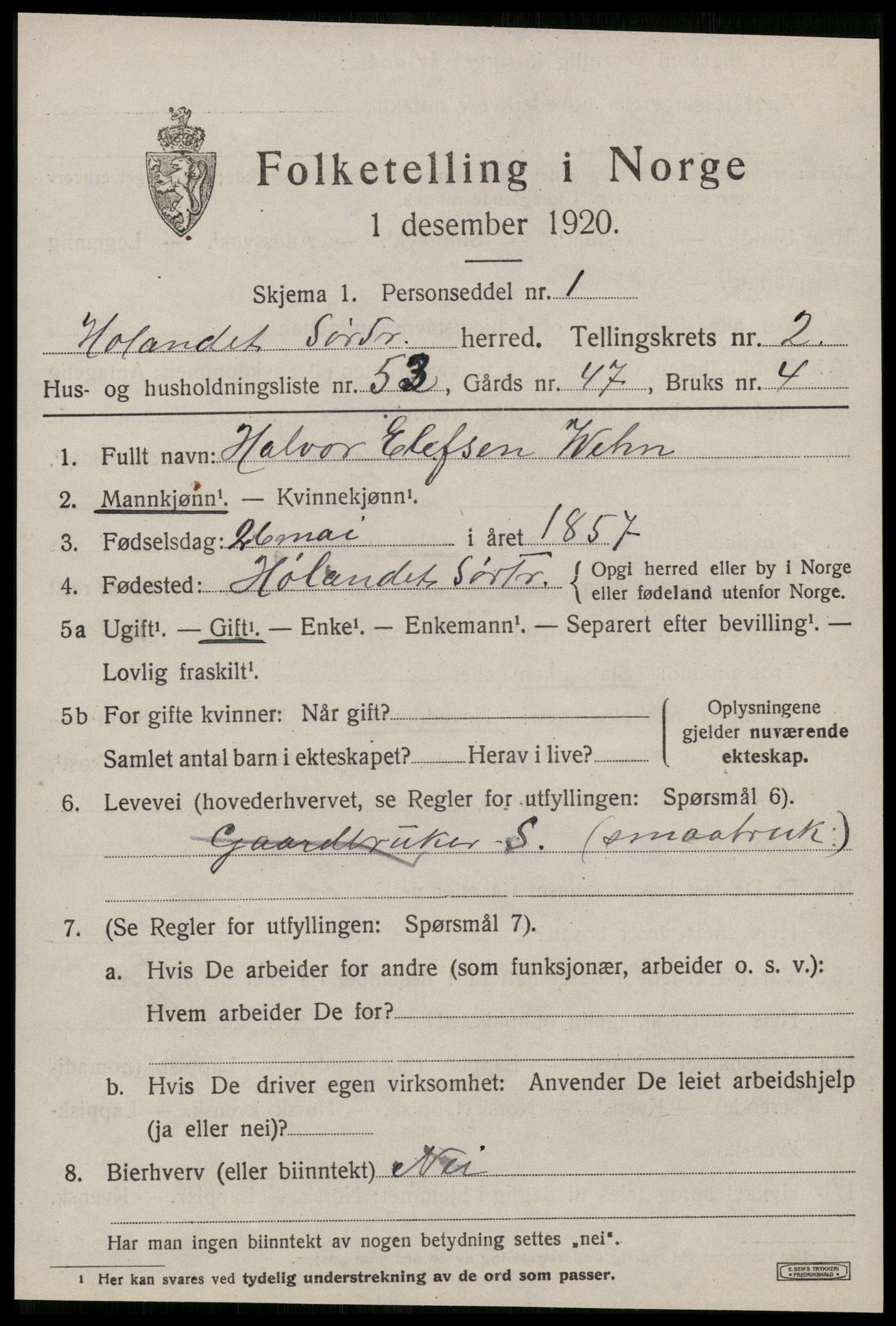 SAT, 1920 census for Hølonda, 1920, p. 1149