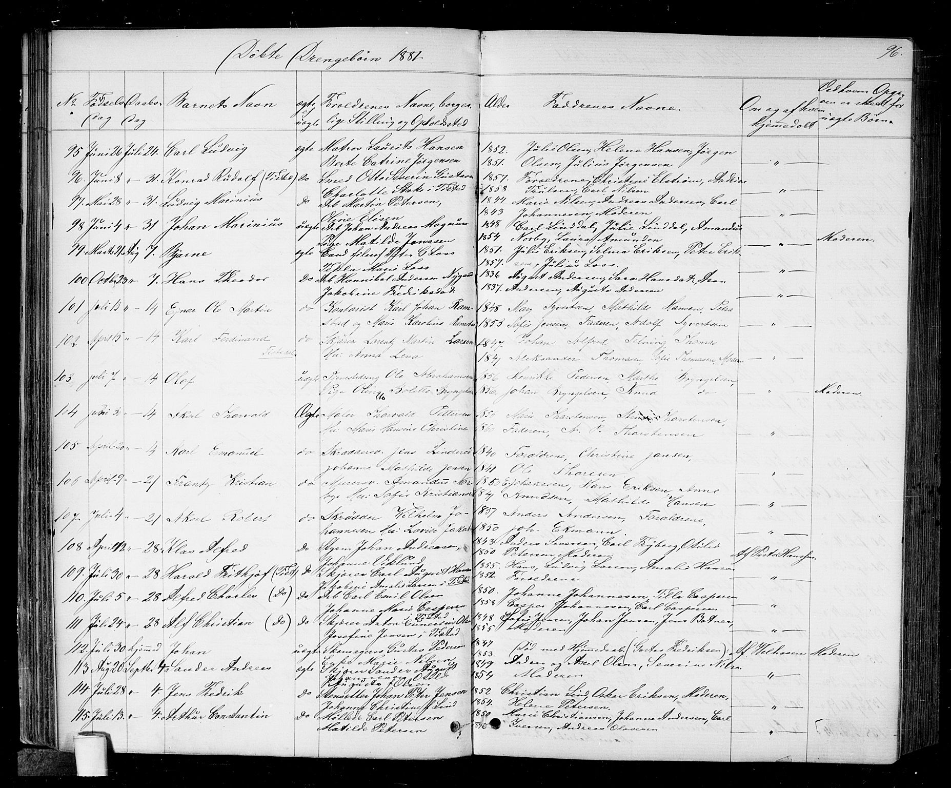 Halden prestekontor Kirkebøker, AV/SAO-A-10909/G/Ga/L0006: Parish register (copy) no. 6, 1869-1884, p. 96