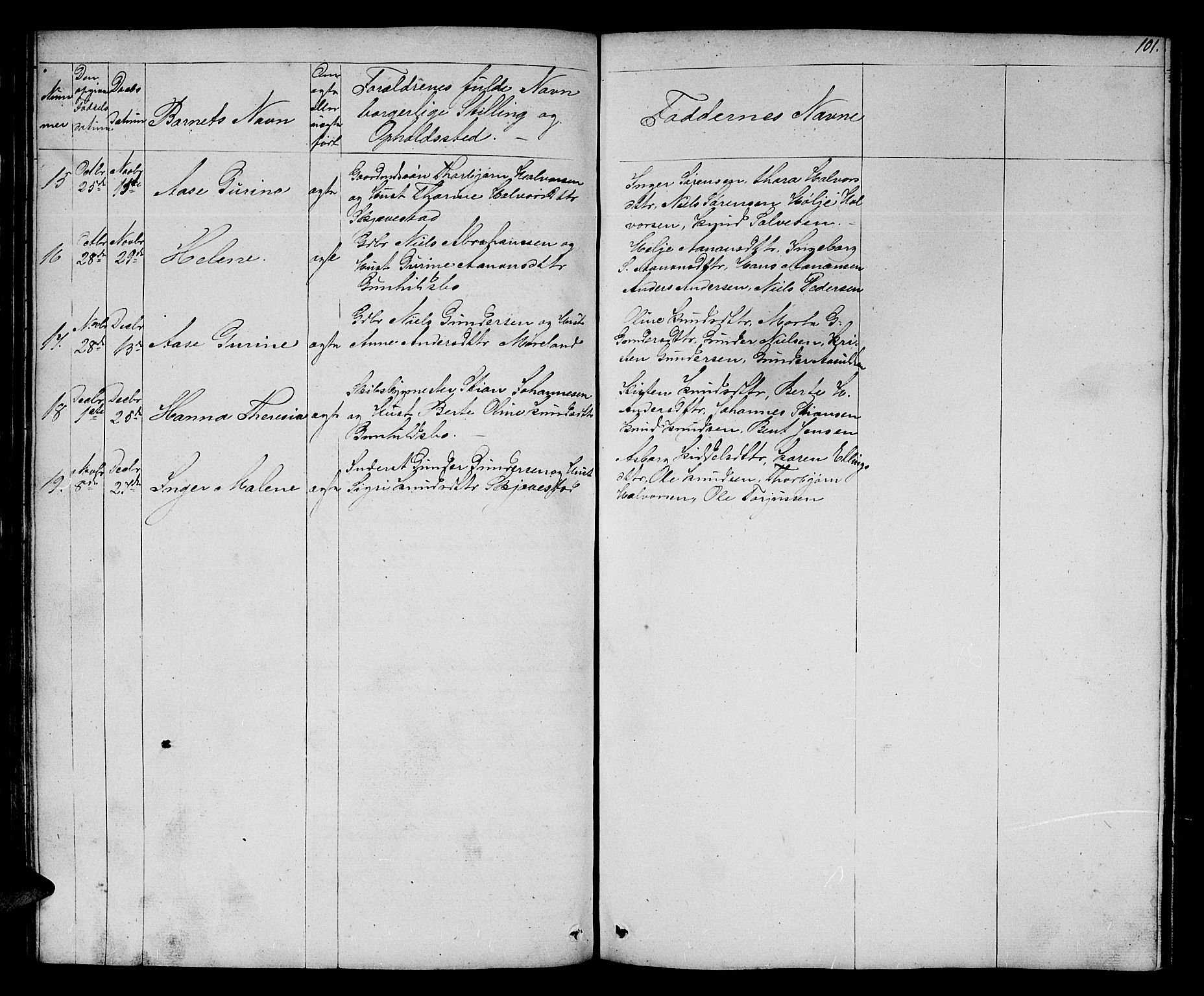 Austre Moland sokneprestkontor, SAK/1111-0001/F/Fb/Fba/L0001: Parish register (copy) no. B 1, 1842-1868, p. 101