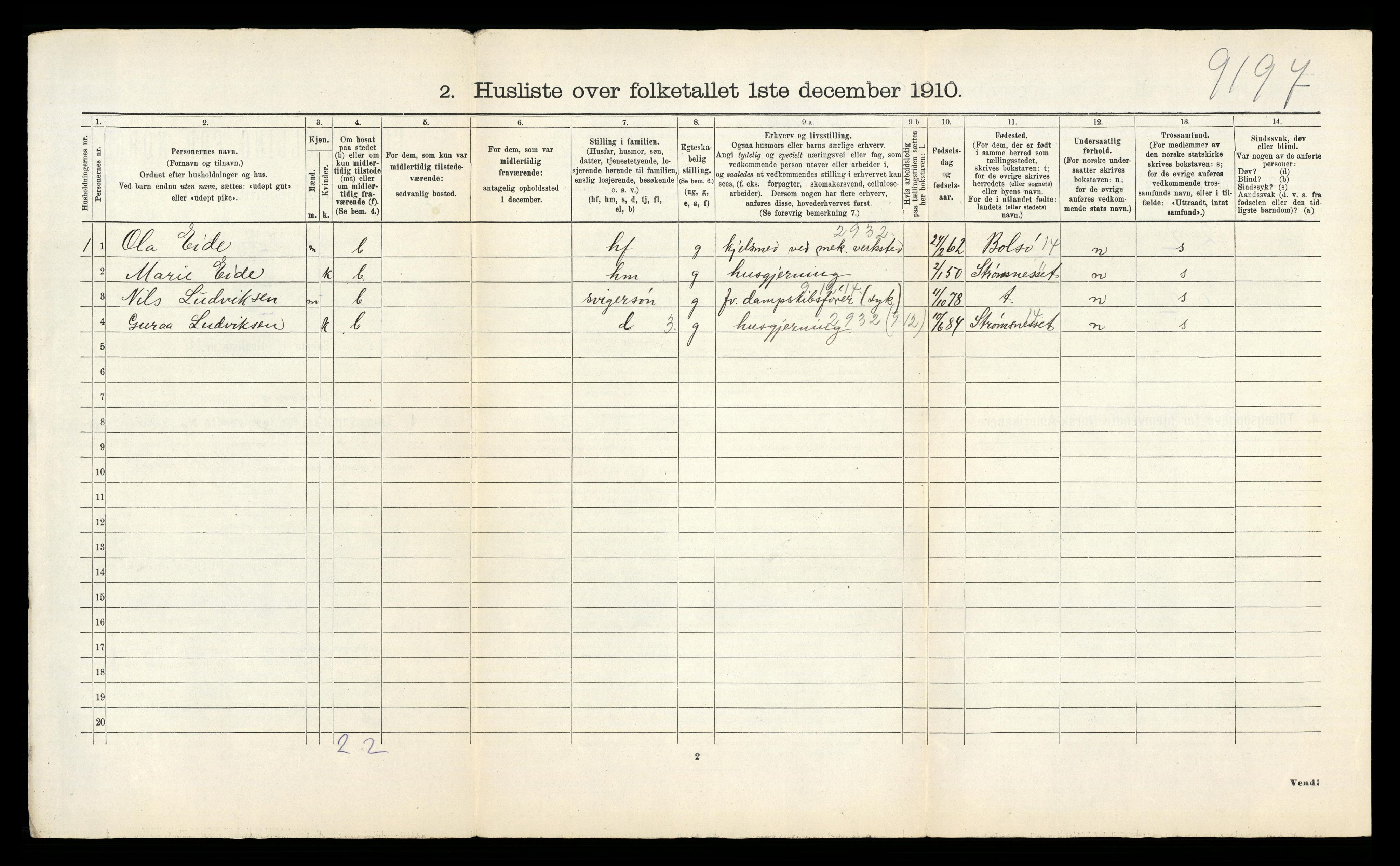 RA, 1910 census for Bremsnes, 1910, p. 39