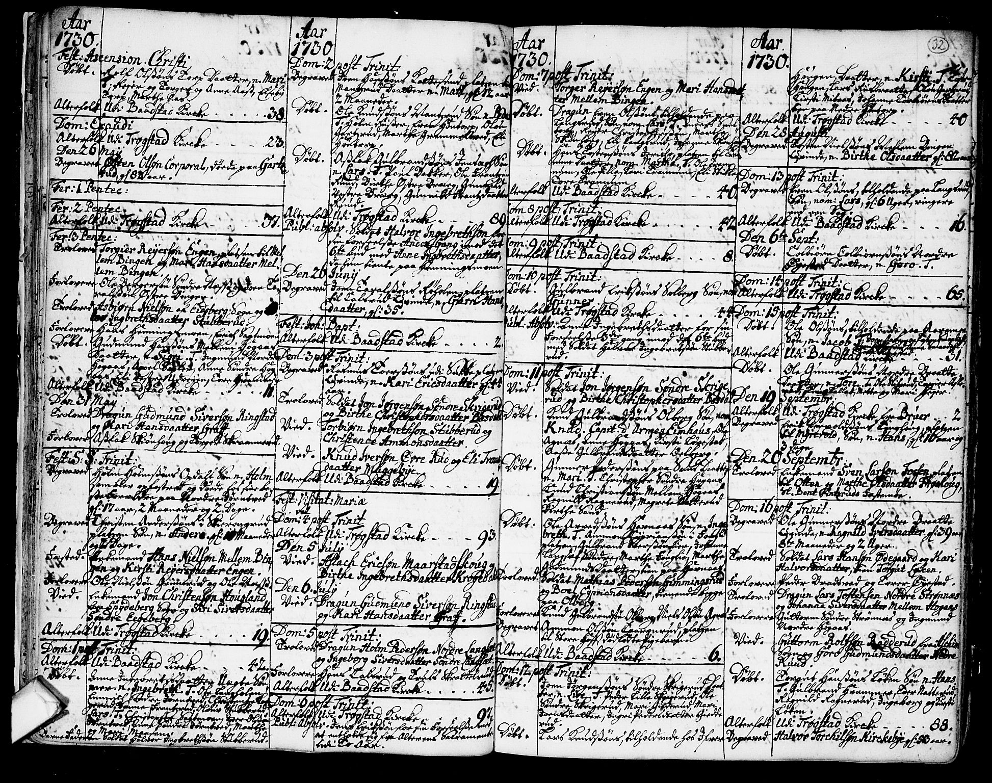 Trøgstad prestekontor Kirkebøker, AV/SAO-A-10925/F/Fa/L0003: Parish register (official) no. I 3, 1721-1749, p. 32