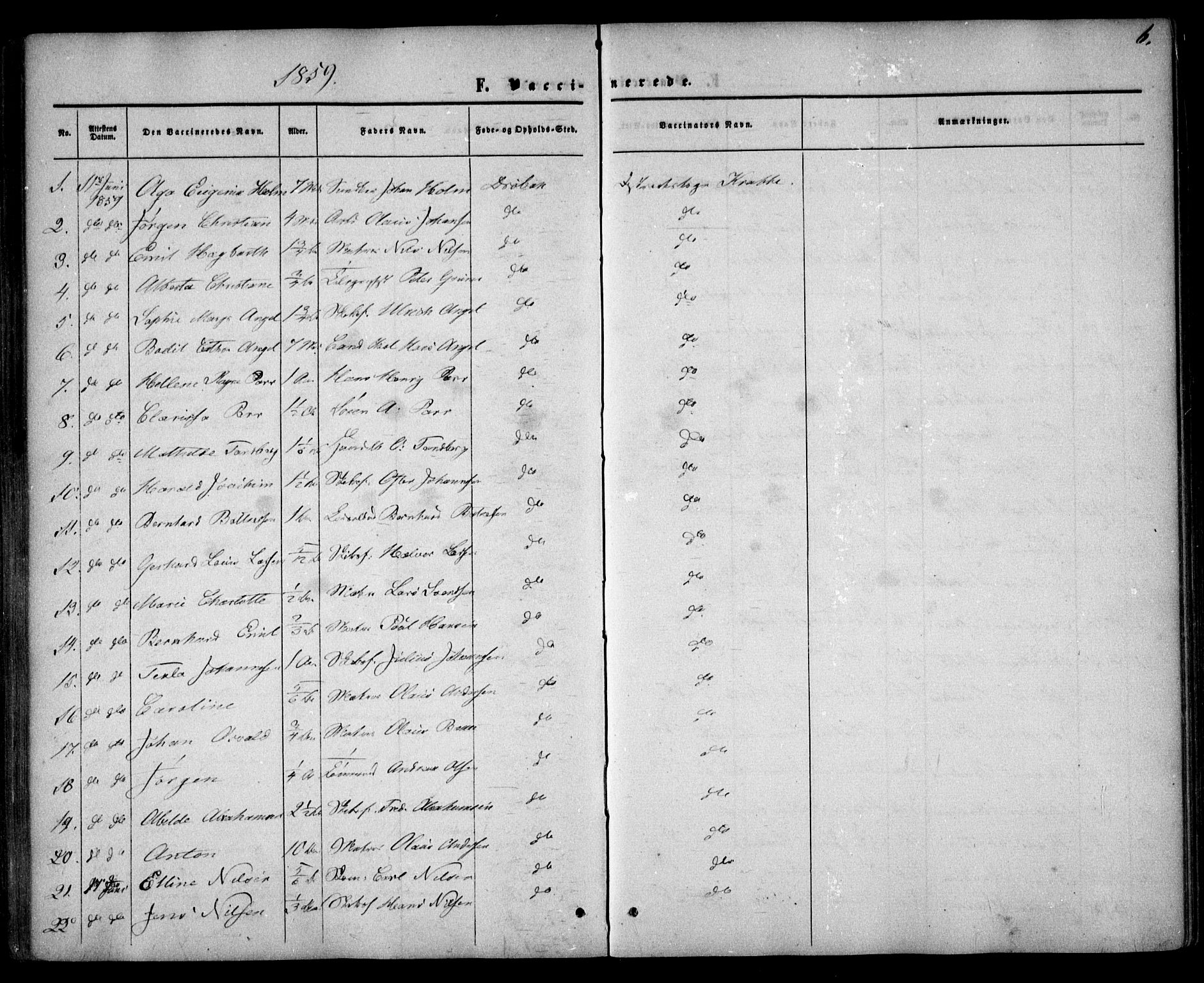 Drøbak prestekontor Kirkebøker, SAO/A-10142a/F/Fa/L0002: Parish register (official) no. I 2, 1858-1870, p. 6