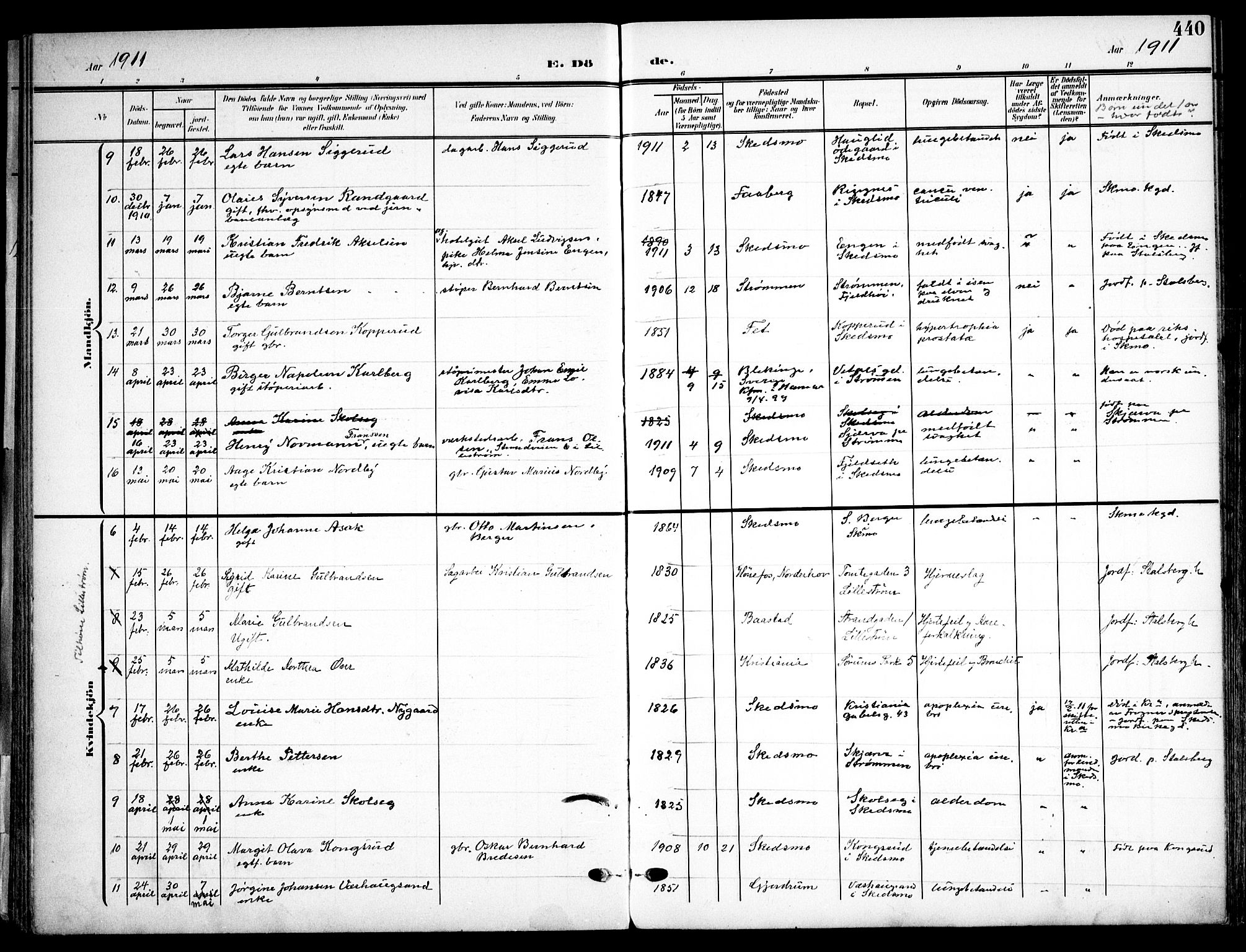 Skedsmo prestekontor Kirkebøker, AV/SAO-A-10033a/F/Fa/L0015: Parish register (official) no. I 15, 1902-1917, p. 440