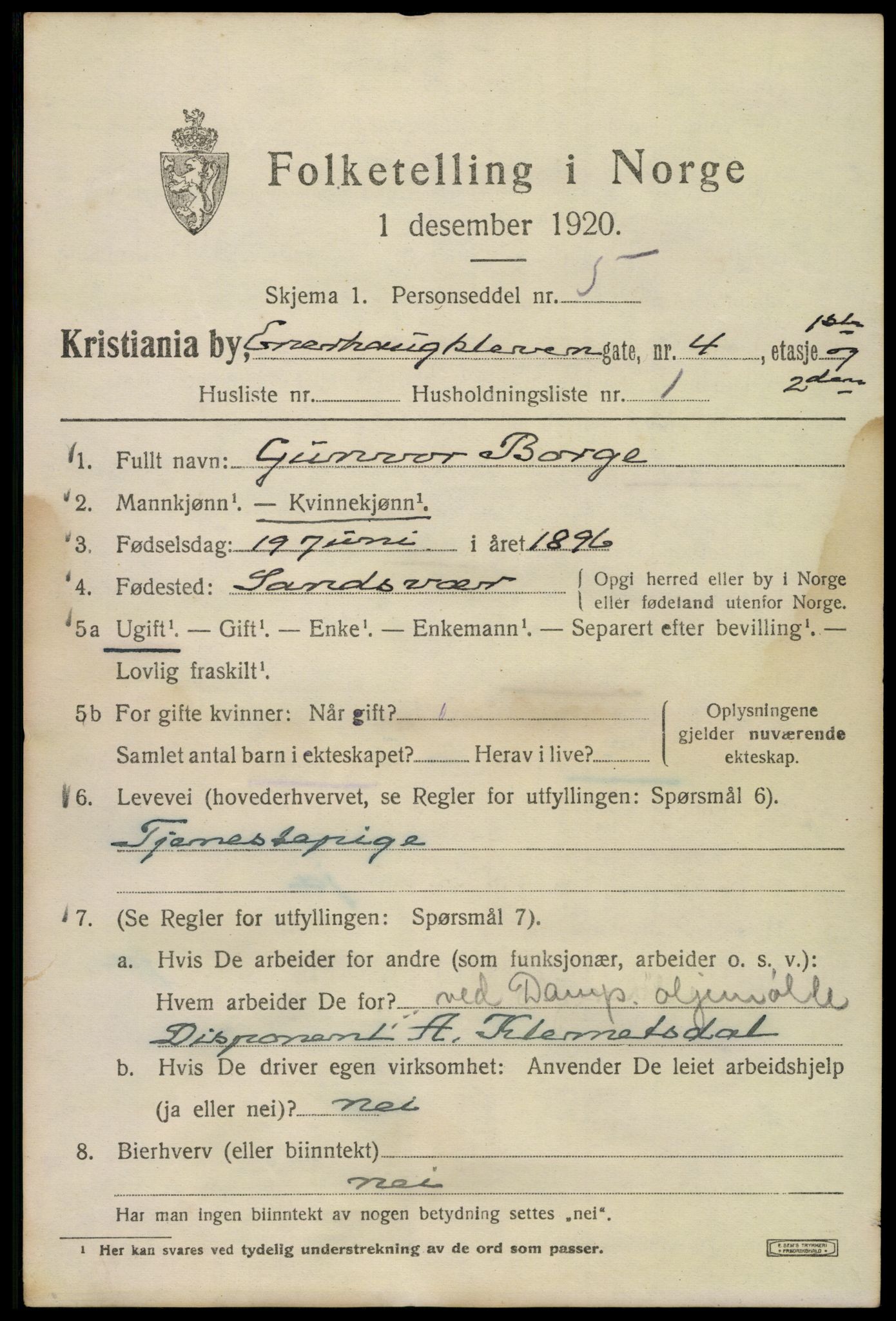 SAO, 1920 census for Kristiania, 1920, p. 218347