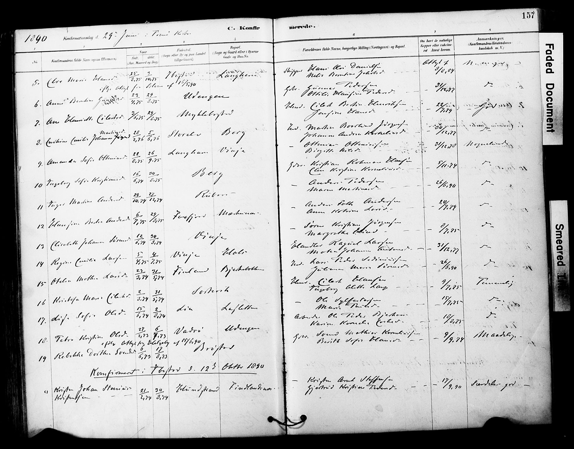 Tranøy sokneprestkontor, SATØ/S-1313/I/Ia/Iaa/L0011kirke: Parish register (official) no. 11, 1878-1904, p. 157