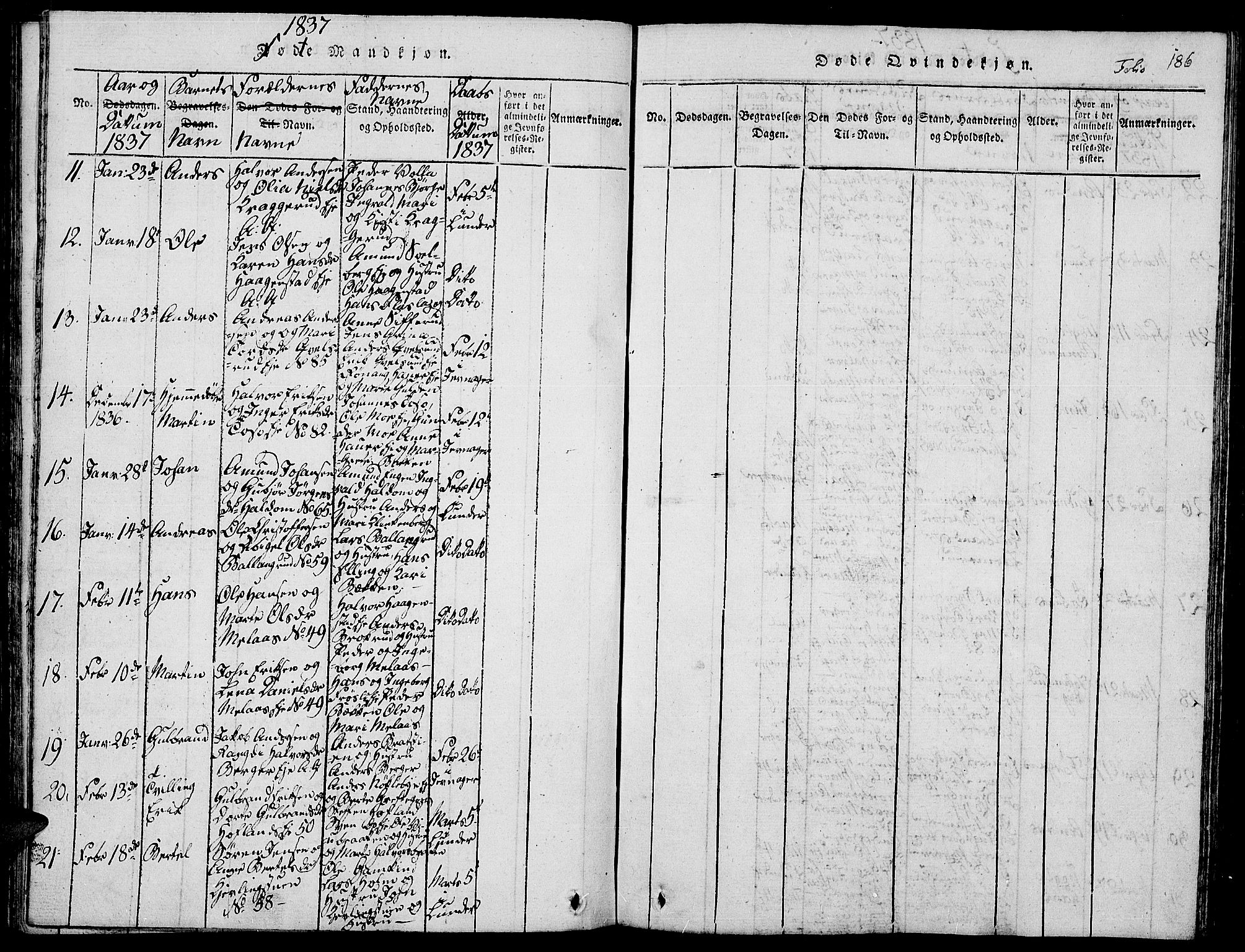 Jevnaker prestekontor, AV/SAH-PREST-116/H/Ha/Hab/L0001: Parish register (copy) no. 1, 1815-1837, p. 186