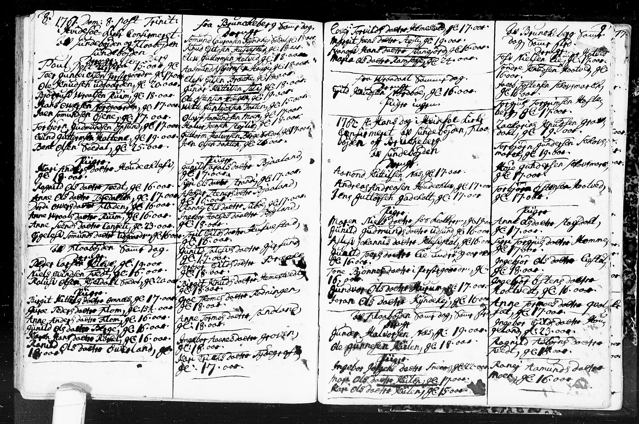 Kviteseid kirkebøker, AV/SAKO-A-276/F/Fa/L0001: Parish register (official) no. I 1, 1754-1773, p. 8-9