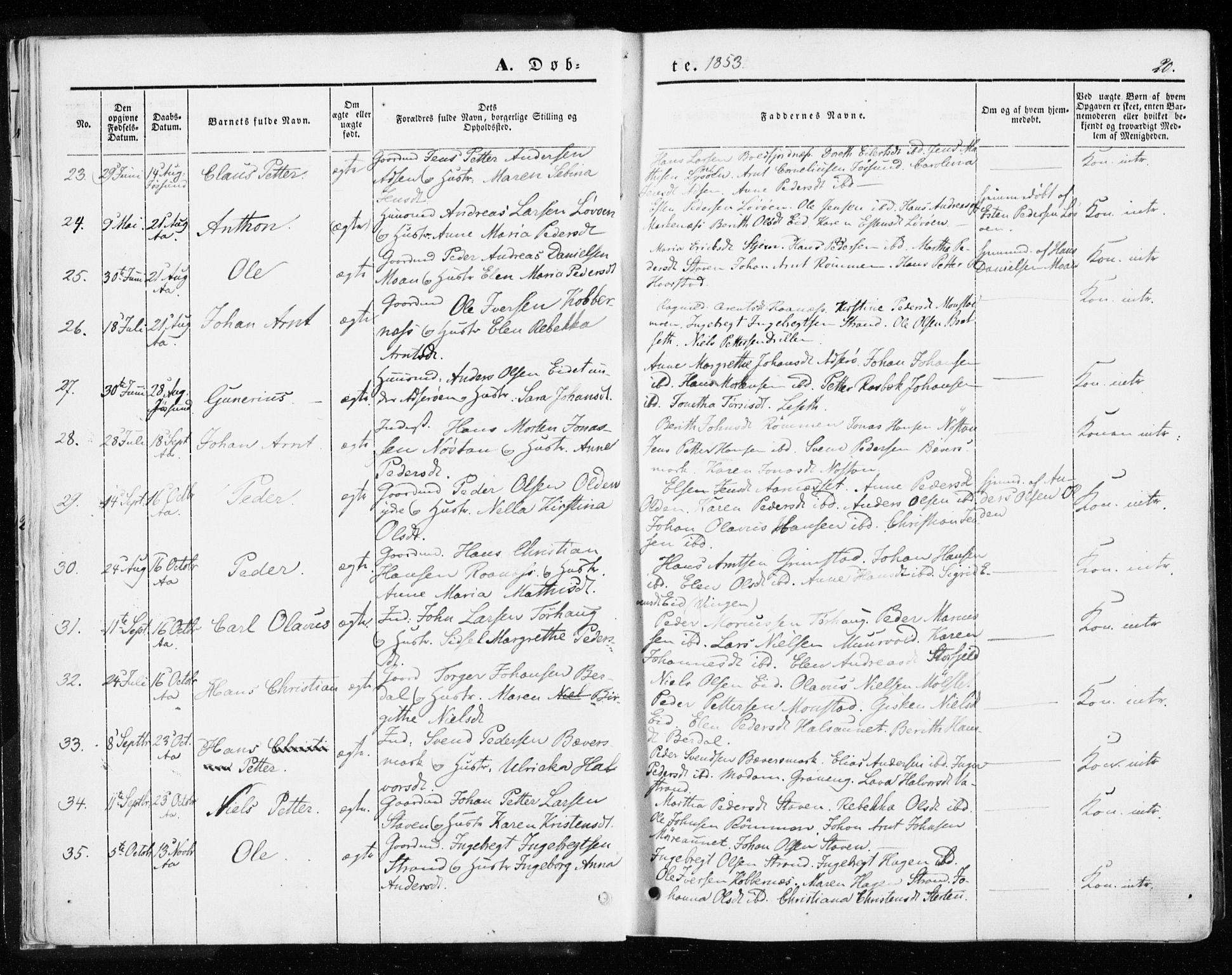 Ministerialprotokoller, klokkerbøker og fødselsregistre - Sør-Trøndelag, SAT/A-1456/655/L0677: Parish register (official) no. 655A06, 1847-1860, p. 20