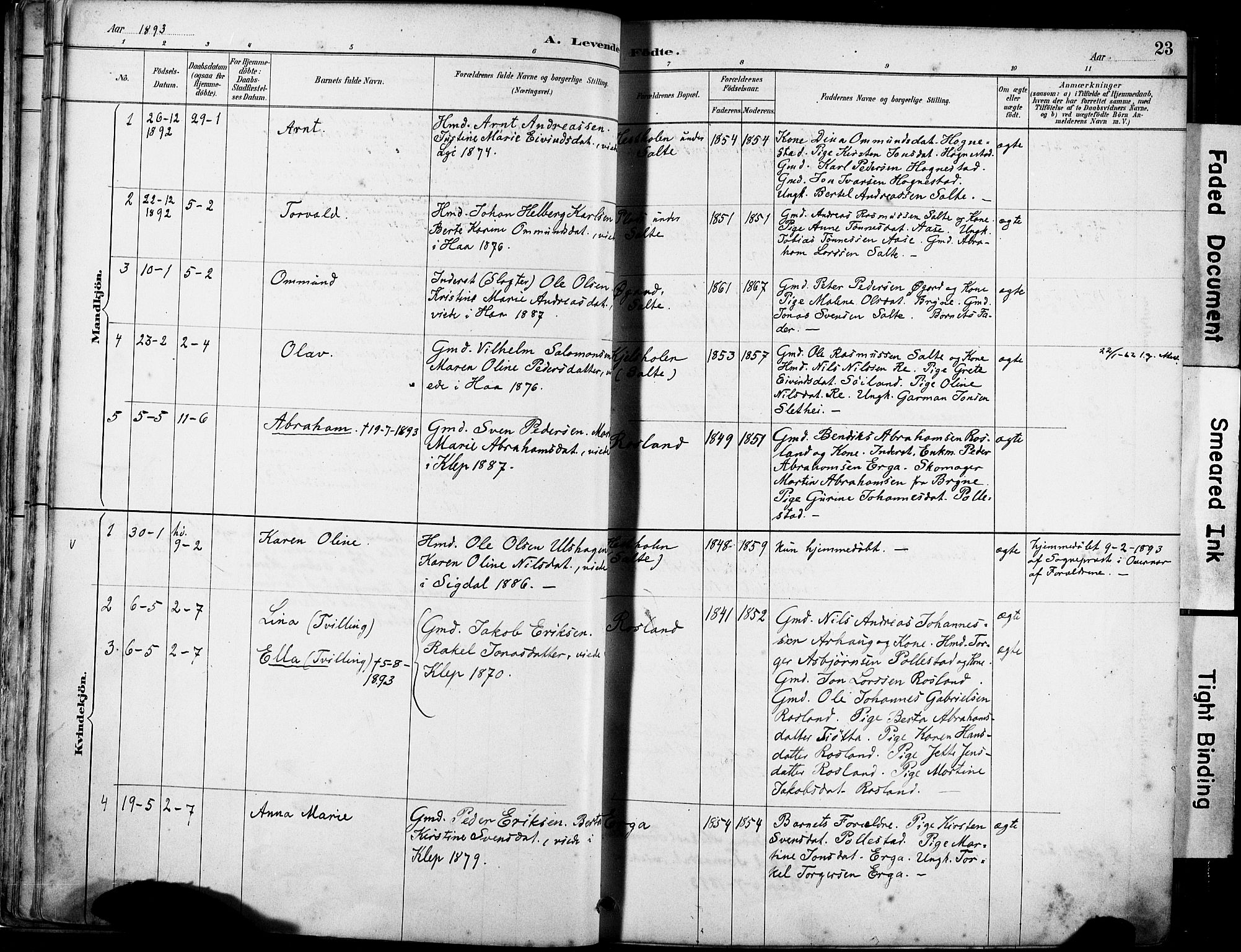 Klepp sokneprestkontor, AV/SAST-A-101803/001/3/30BA/L0007: Parish register (official) no. A 8, 1886-1912, p. 23