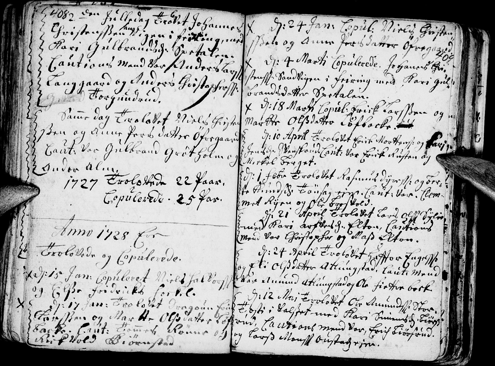 Stange prestekontor, SAH/PREST-002/K/L0002: Parish register (official) no. 2, 1724-1740, p. 408-409