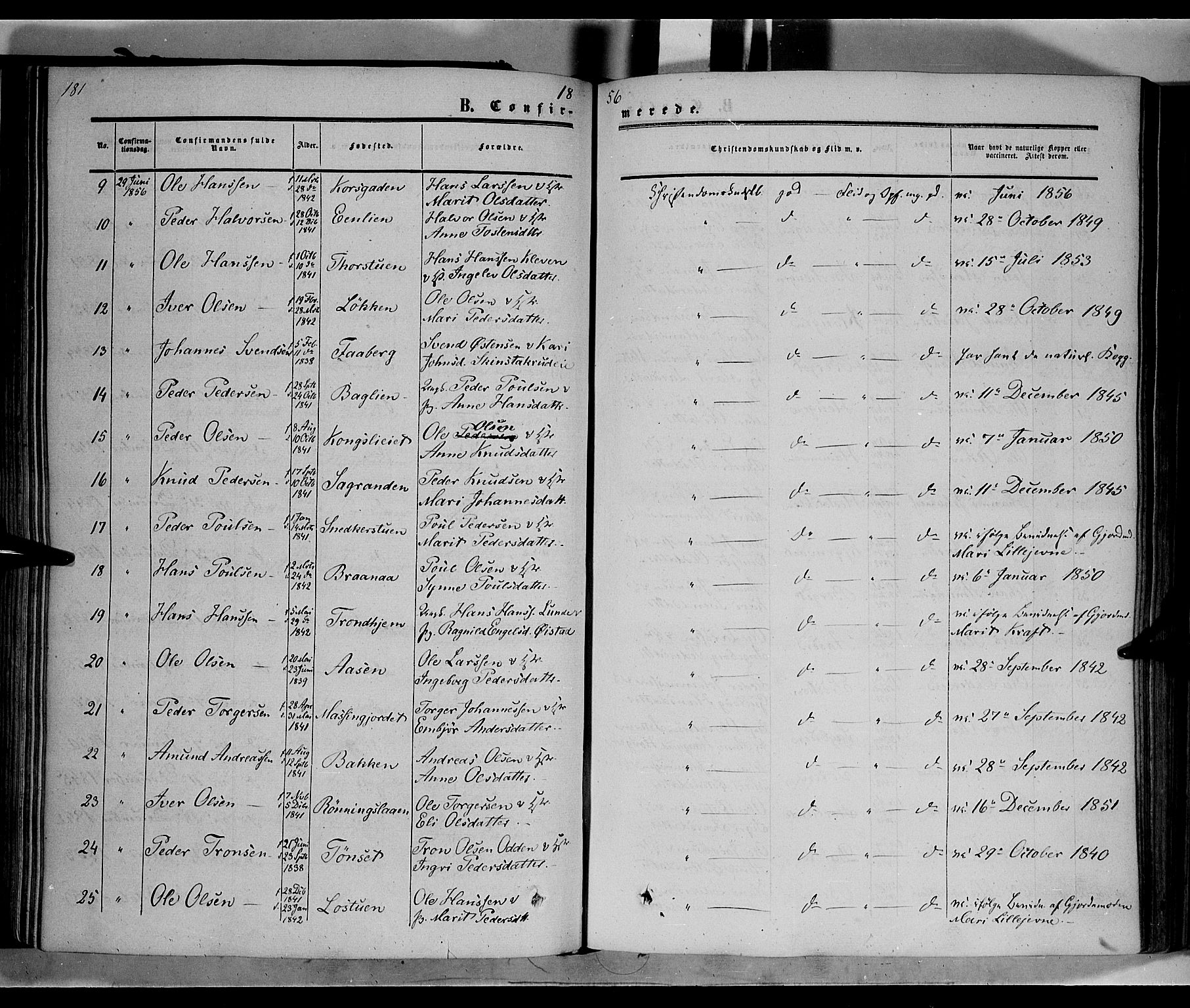 Nord-Fron prestekontor, AV/SAH-PREST-080/H/Ha/Haa/L0001: Parish register (official) no. 1, 1851-1864, p. 181